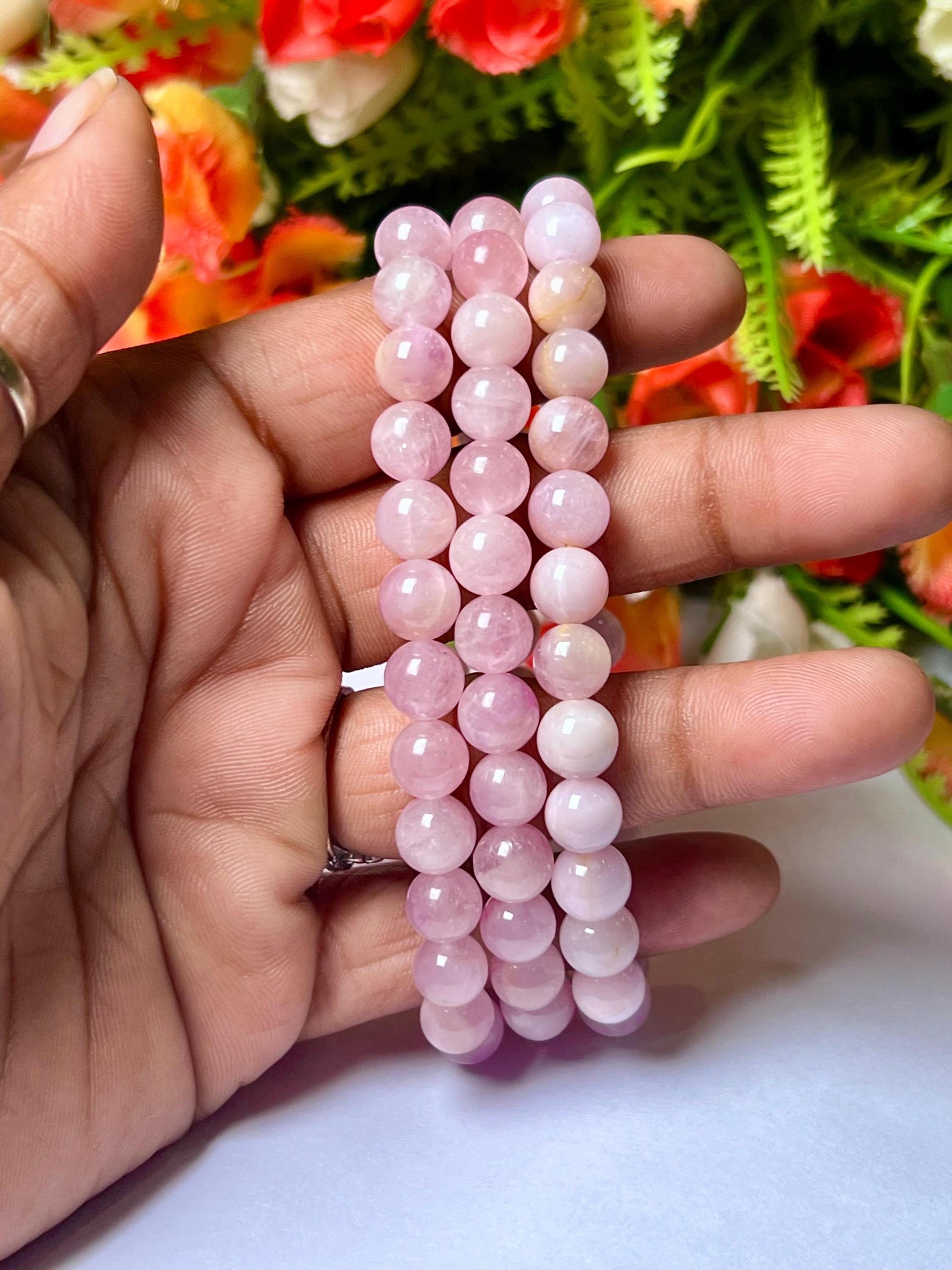 Kunzite Stone Bracelet l Stretchable Bracelet l Unisex Bracelet l 7-8 MM Bracelet