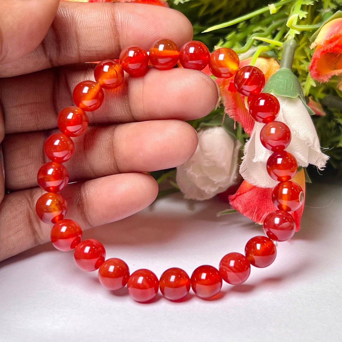 Red Onyx Stone Bracelet l Stretchable Bracelet l Unisex Bracelet l 8 MM Bracelet