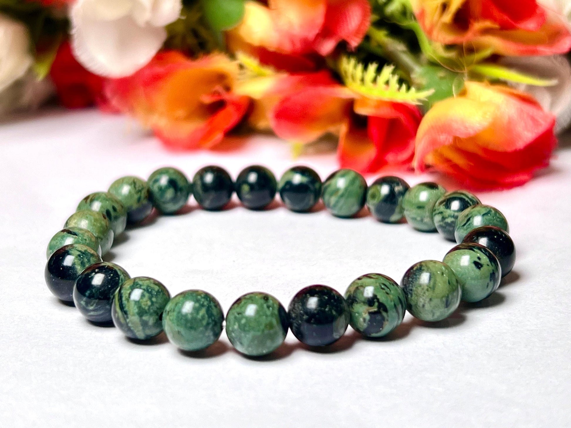 Kambaba Jasper Stone Bracelet l Stretchable Bracelet l Unisex Bracelet l 8 MM Bracelet