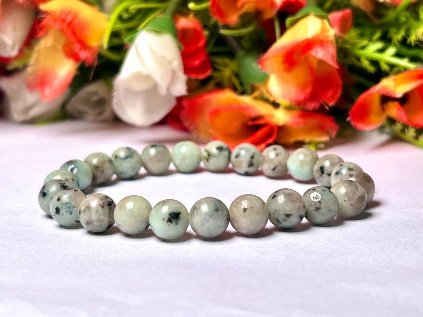 Kiwi Jasper Stone Bracelet l Stretchable Bracelet l Unisex Bracelet l 8 MM Bracelet