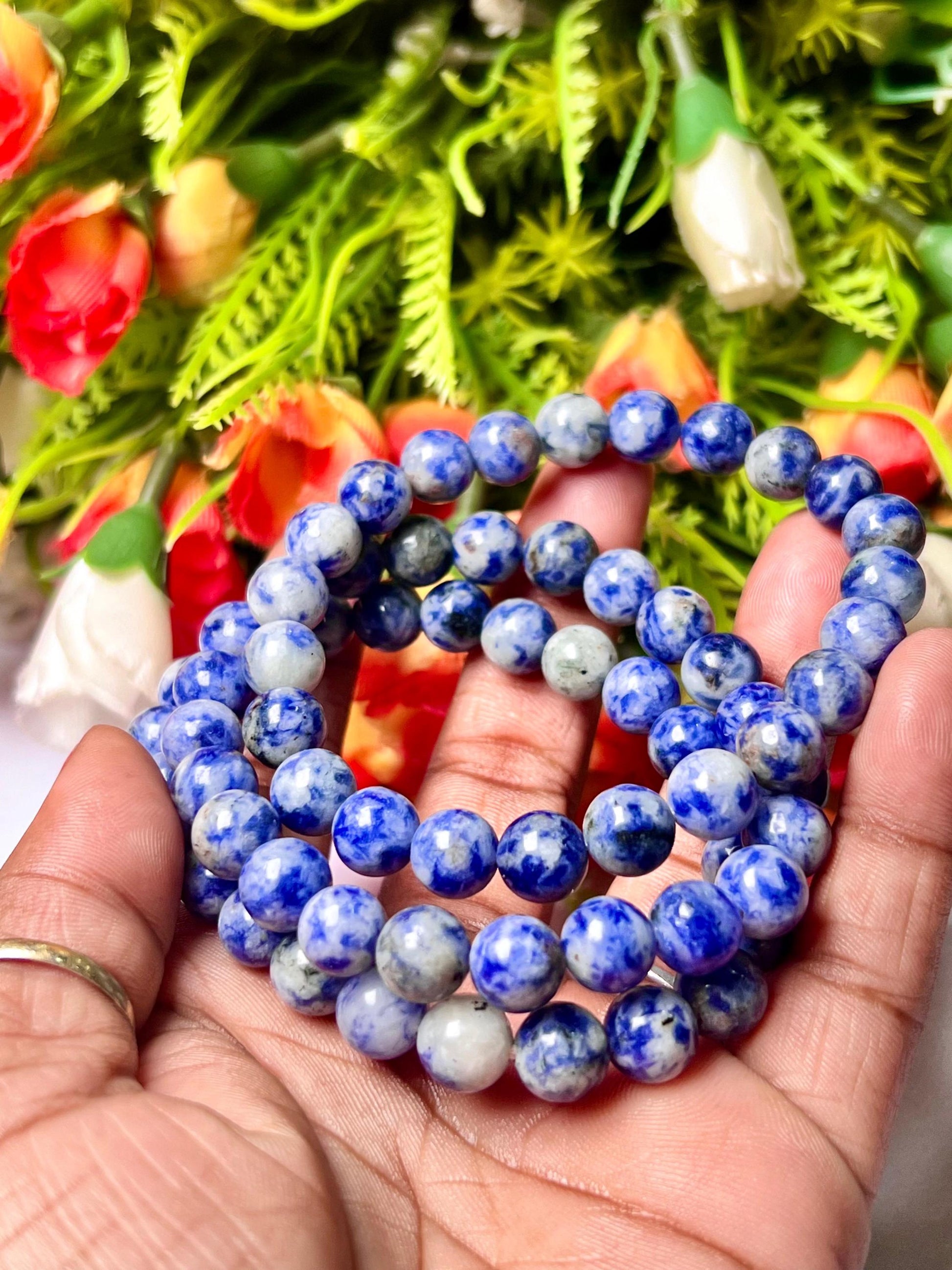 Sodalite Stone Bracelet l Stretchable Bracelet l Unisex Bracelet l 8 MM Bracelet