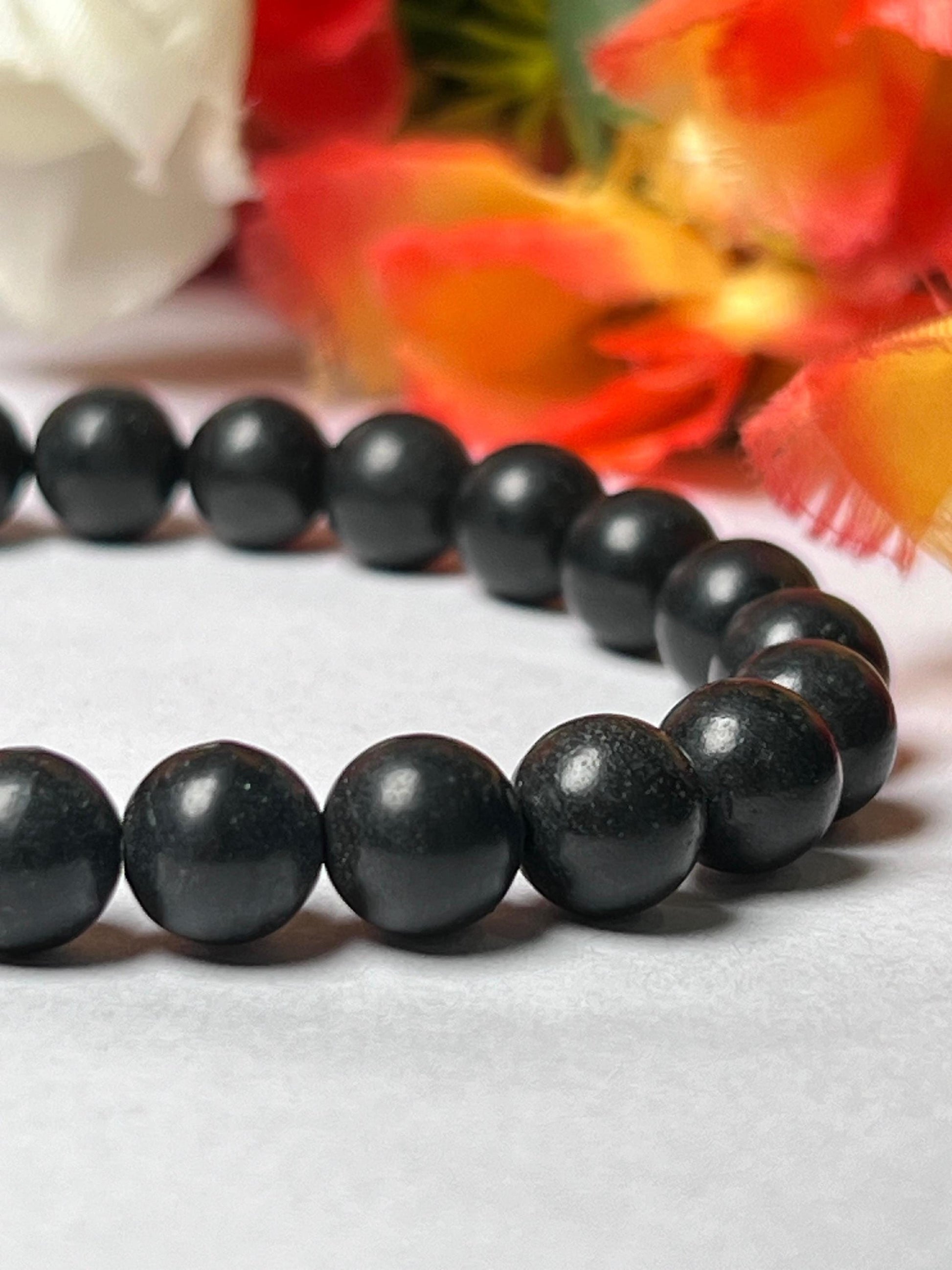 Shungite Stone Bracelet l Stretchable Bracelet l Unisex Bracelet l 8 MM Bracelet