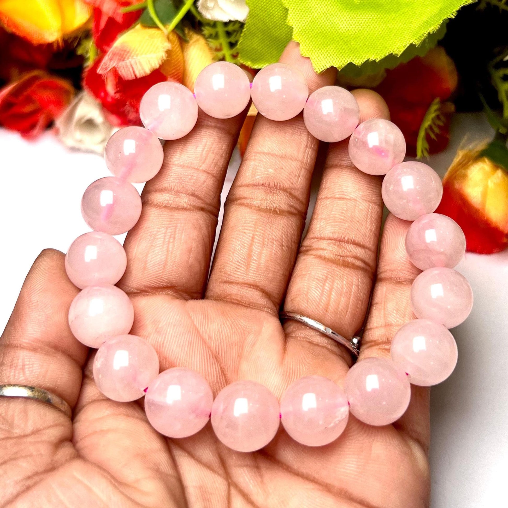 Men's 12 MM Rose Quartz Stone Bracelet| Jewelry for Men| Good For Love