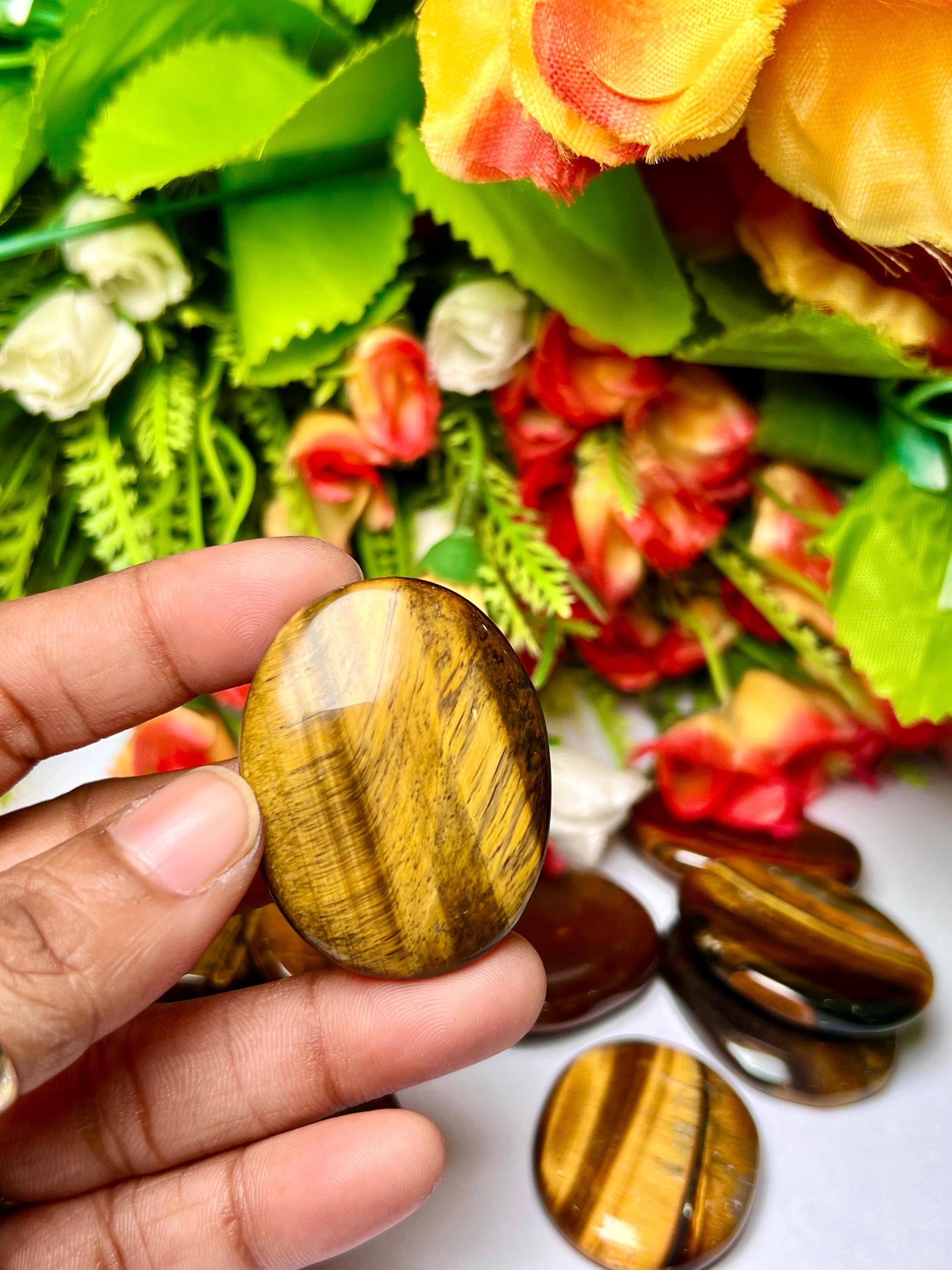 Tiger Eye Worry Stone – Crystal Worry Stone – Pocket Stone – Healing Crystal - 4.5x3.5cm