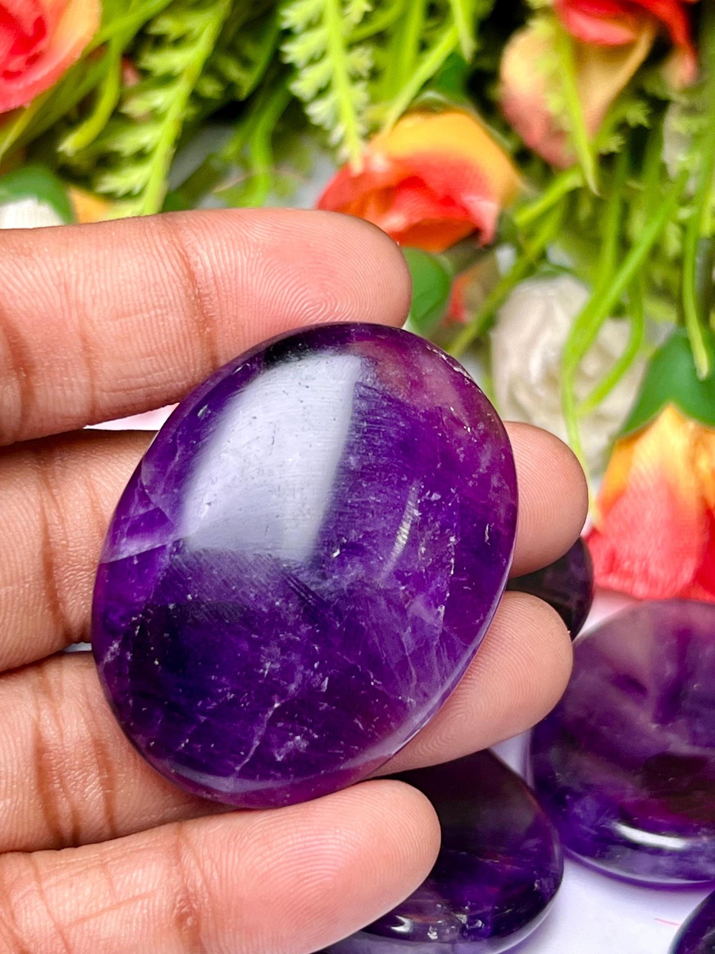 Amethyst Stone Worry Stone – Crystal Worry Stone – Pocket Stone – Healing Crystal - 4cmx3cm Thumb Stone One (1) Piece