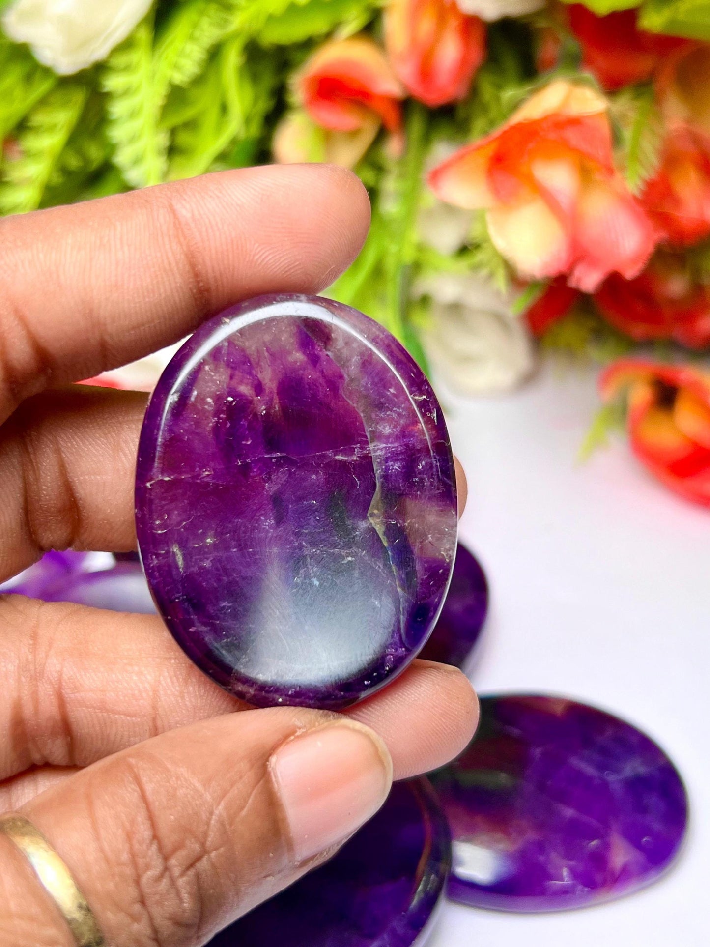 Amethyst Stone Worry Stone – Crystal Worry Stone – Pocket Stone – Healing Crystal - 4cmx3cm Thumb Stone One (1) Piece