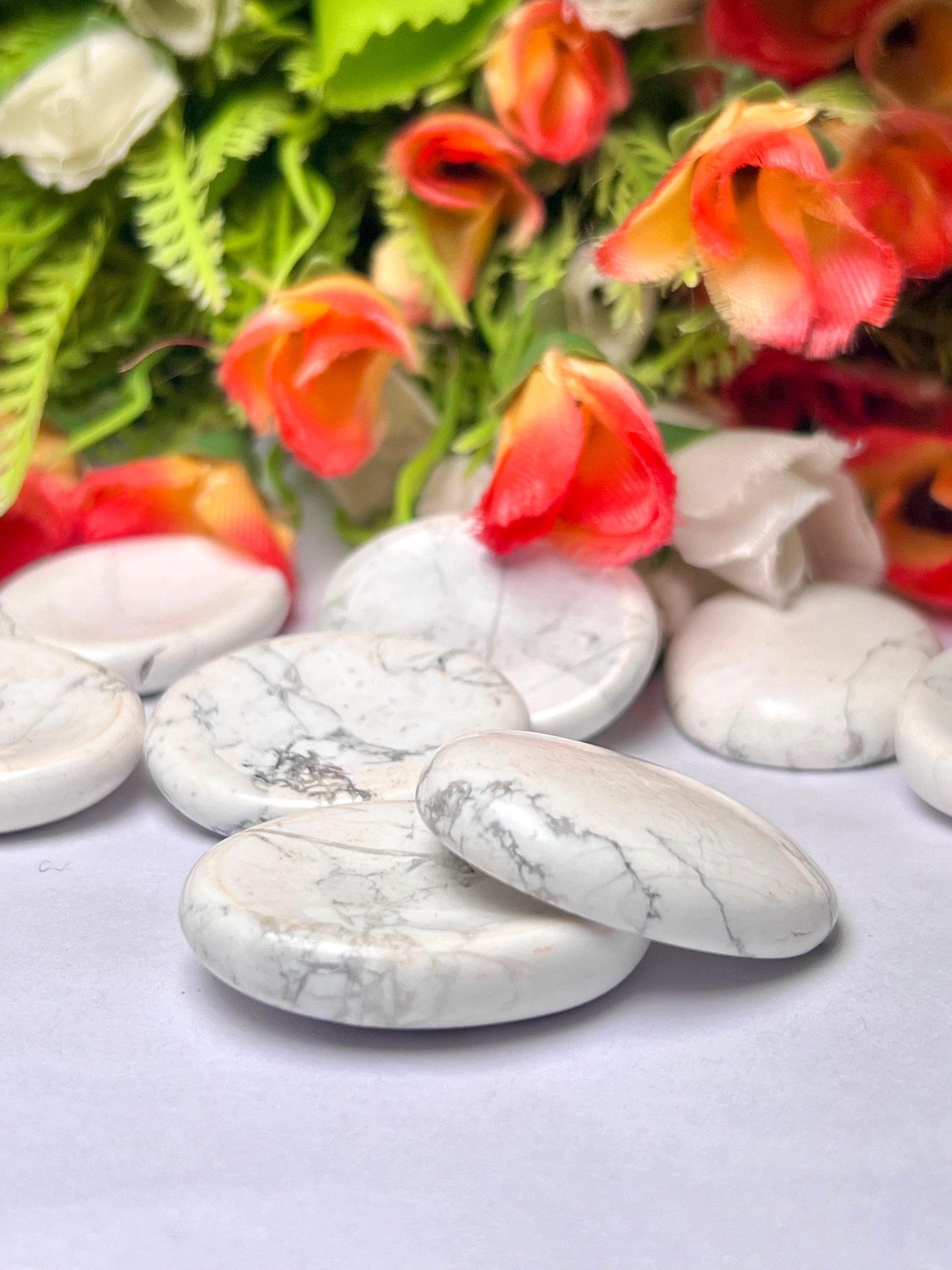 Howlite Stone Worry Stone – Crystal Worry Stone – Pocket Stone – Healing Crystal - 4cmx3cm Thumb Stone One (1) Piece