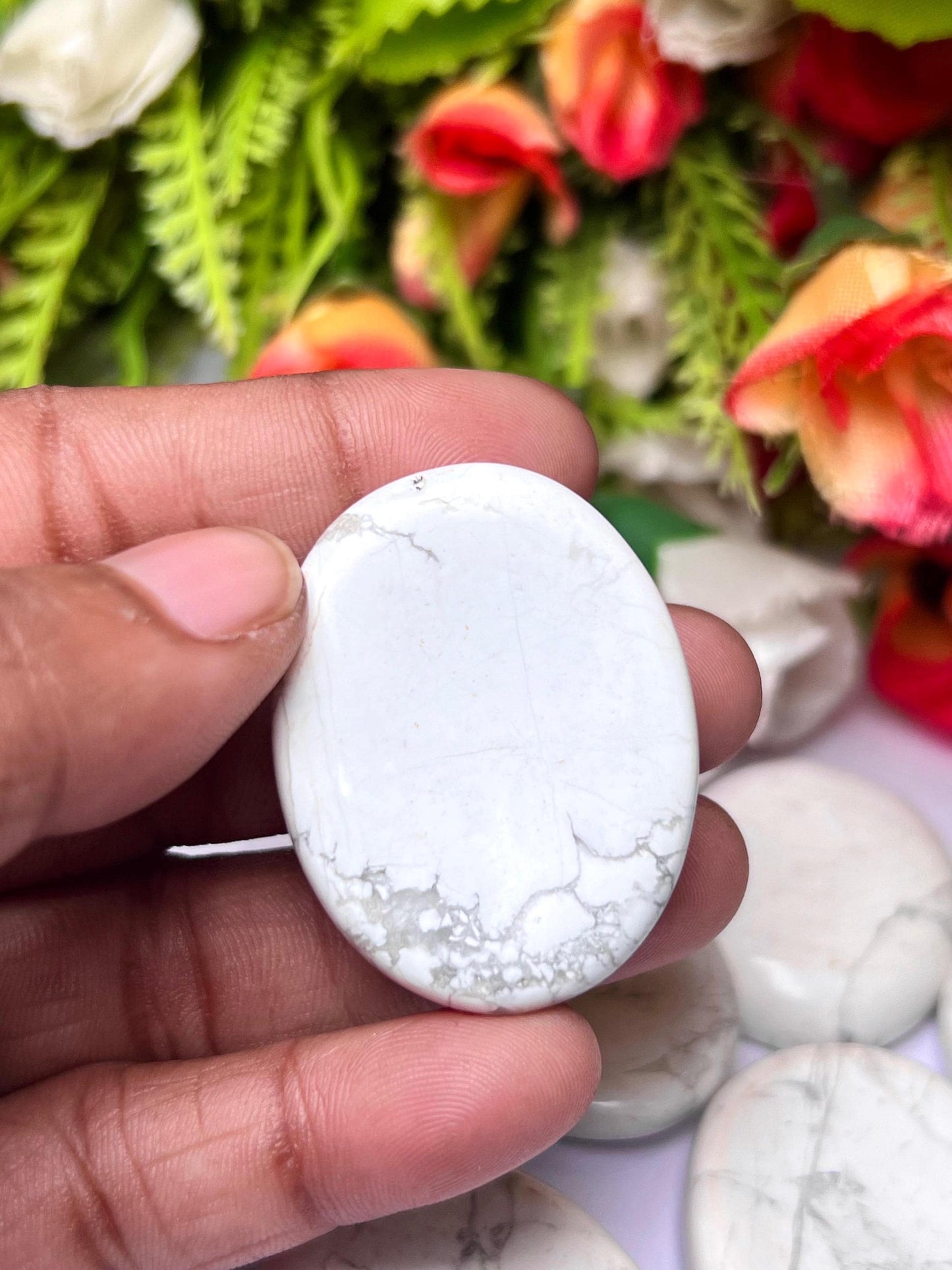 Howlite Stone Worry Stone – Crystal Worry Stone – Pocket Stone – Healing Crystal - 4cmx3cm Thumb Stone One (1) Piece