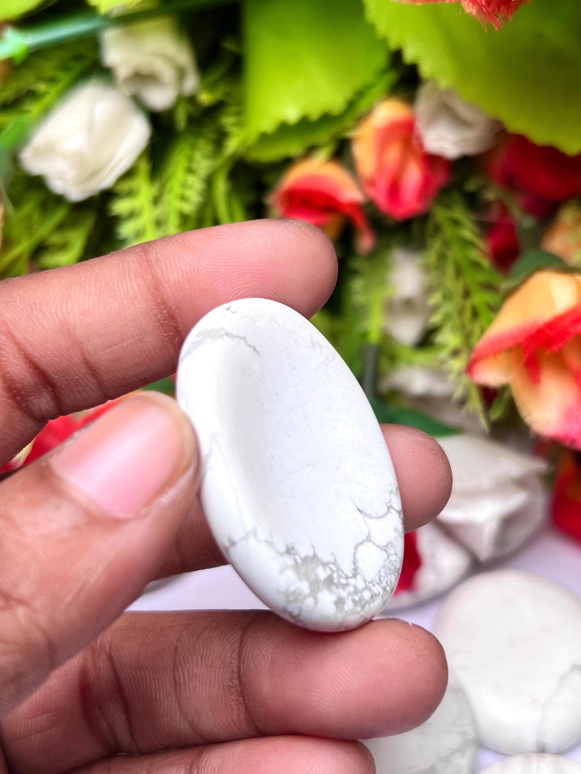 Howlite Stone Worry Stone – Crystal Worry Stone – Pocket Stone – Healing Crystal - 4cmx3cm Thumb Stone One (1) Piece