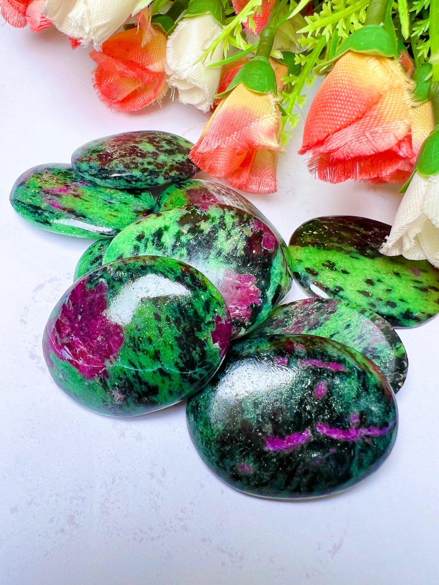 African Ruby Zoisite Stone Worry Stone – Crystal Worry Stone – Pocket Stone – Healing Crystal - 4cmx3cm Thumb Stone One (1) Piece