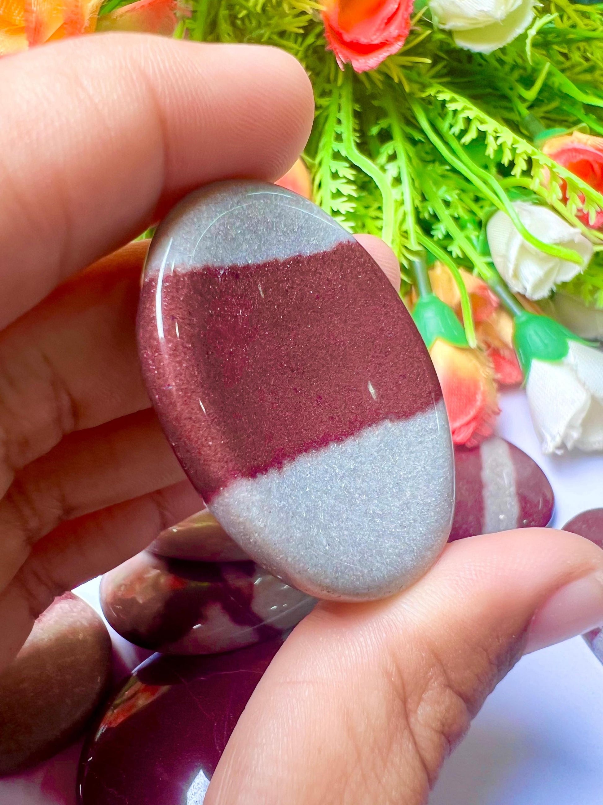 NARMADA Agate Stone Worry Stone – Crystal Worry Stone – Pocket Stone – Healing Crystal - 4cmx3cm Thumb Stone One (1) Piece