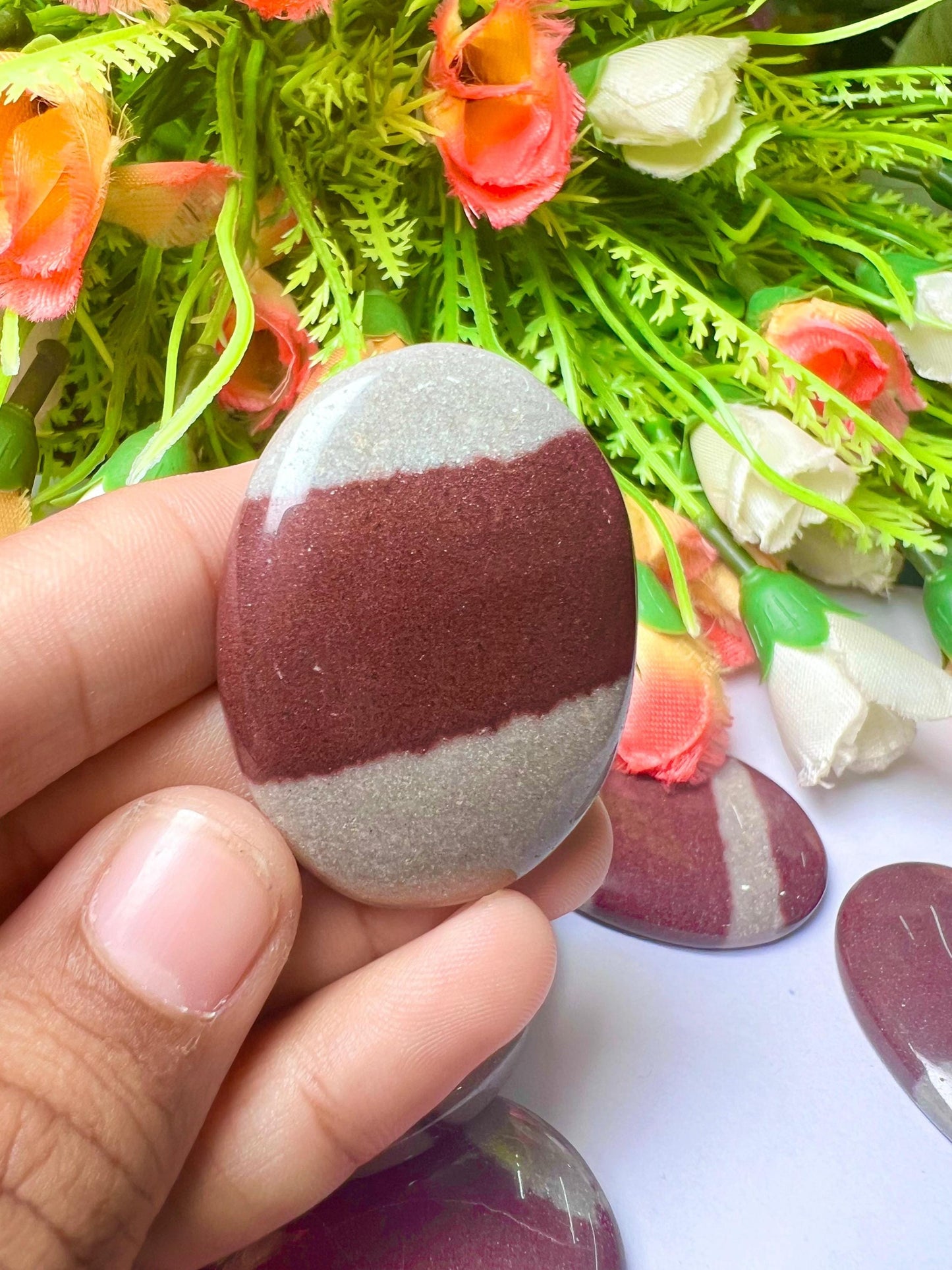 NARMADA Agate Stone Worry Stone – Crystal Worry Stone – Pocket Stone – Healing Crystal - 4cmx3cm Thumb Stone One (1) Piece