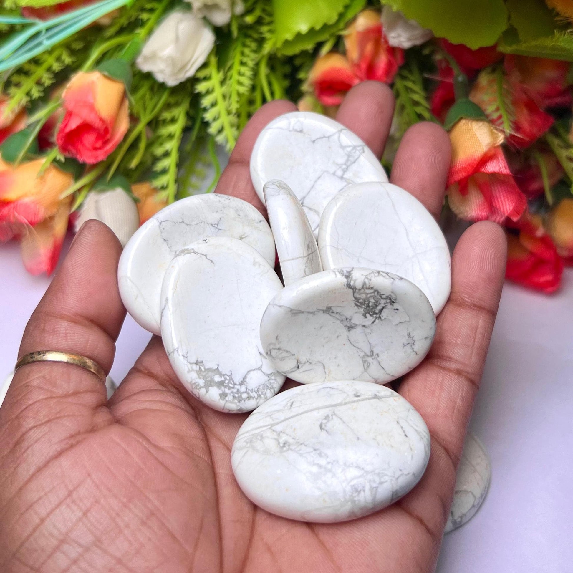 Howlite Stone Worry Stone – Crystal Worry Stone – Pocket Stone – Healing Crystal - 4cmx3cm Thumb Stone One (1) Piece