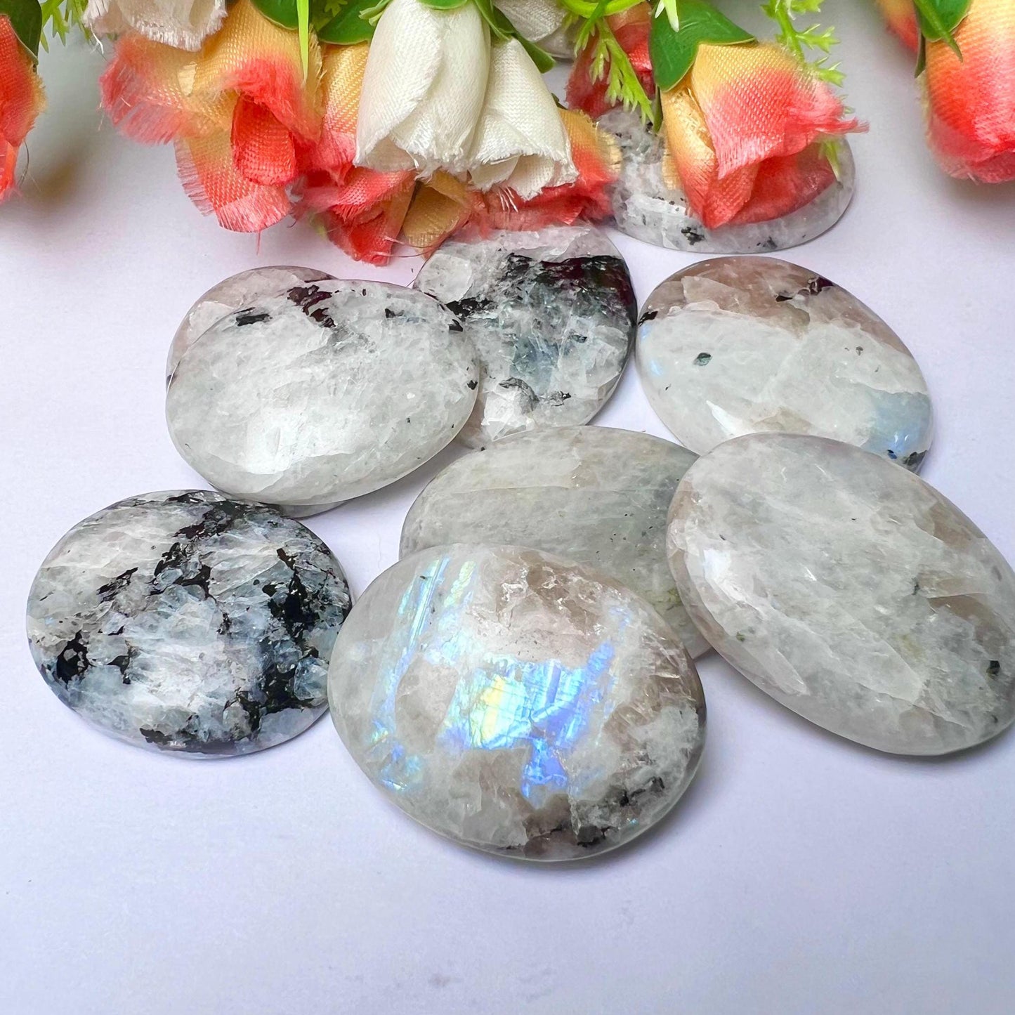 Rainbow Moonstone Worry Stone – Crystal Worry Stone – Pocket Stone – Healing Crystal - 4.5x3.5cm