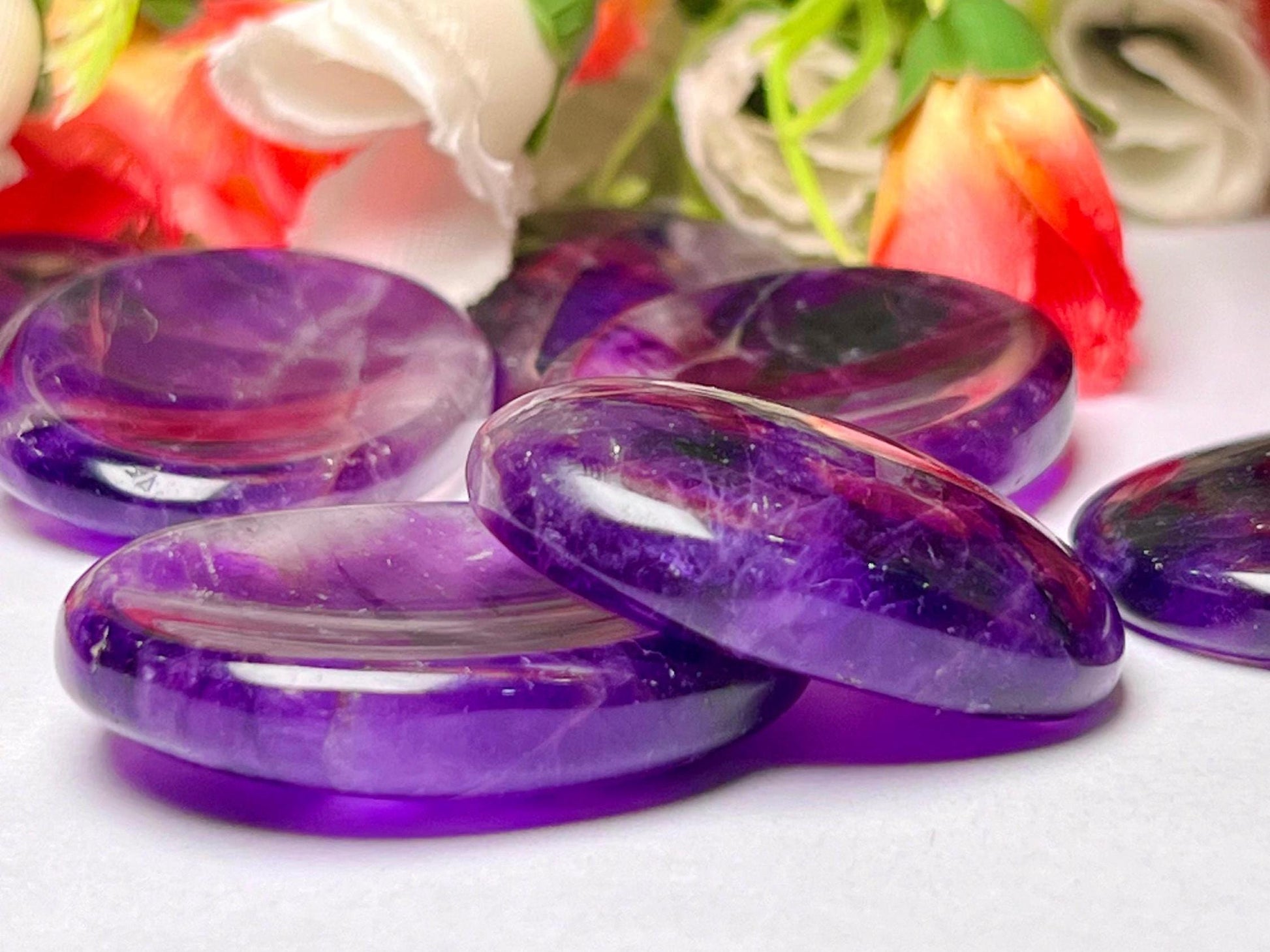 Amethyst Stone Worry Stone – Crystal Worry Stone – Pocket Stone – Healing Crystal - 4cmx3cm Thumb Stone One (1) Piece