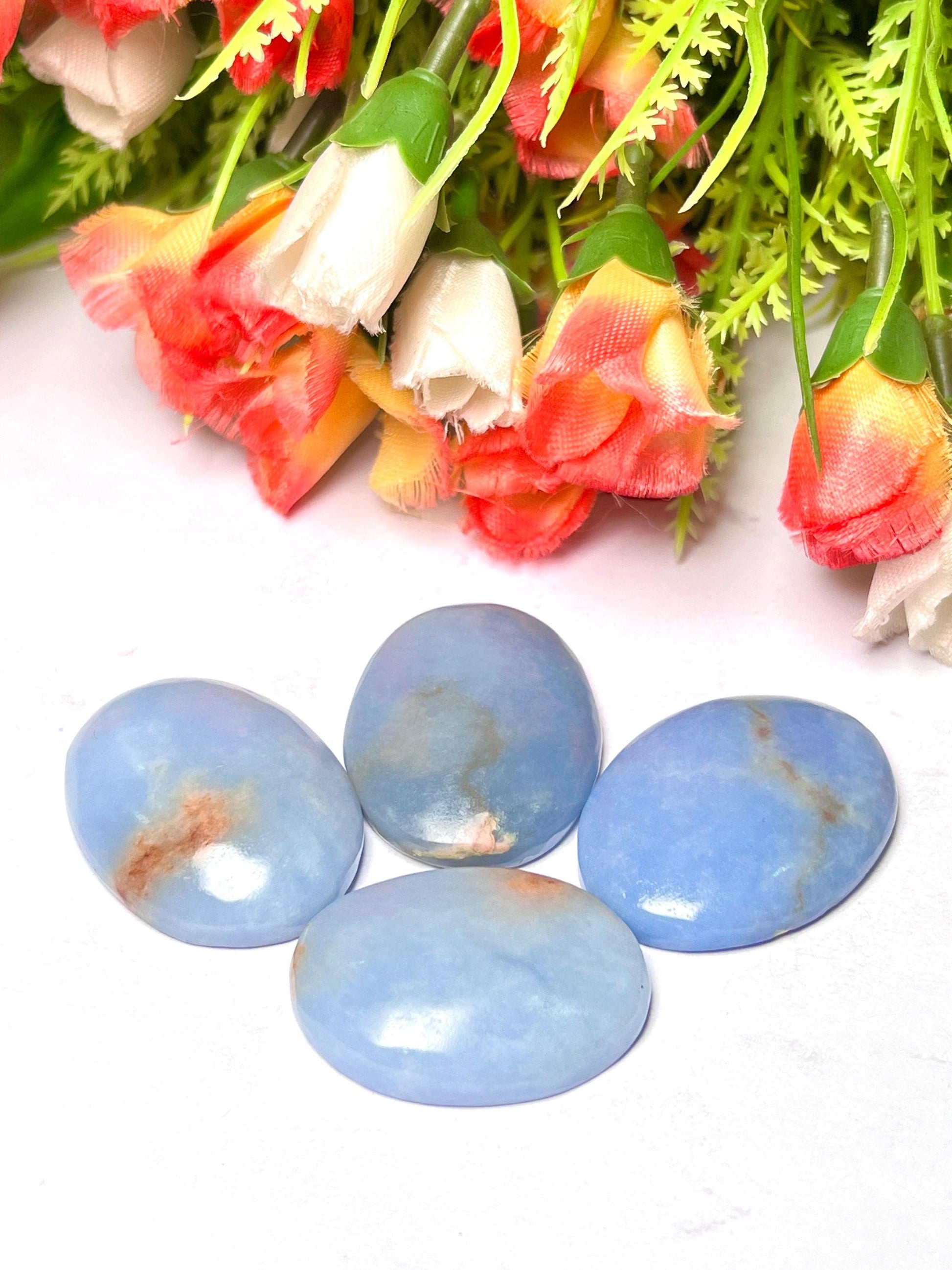 Angelite Stone Worry Stone – Crystal Worry Stone – Pocket Stone – Healing Crystal - 4cmx3cm Thumb Stone One (1) Piece