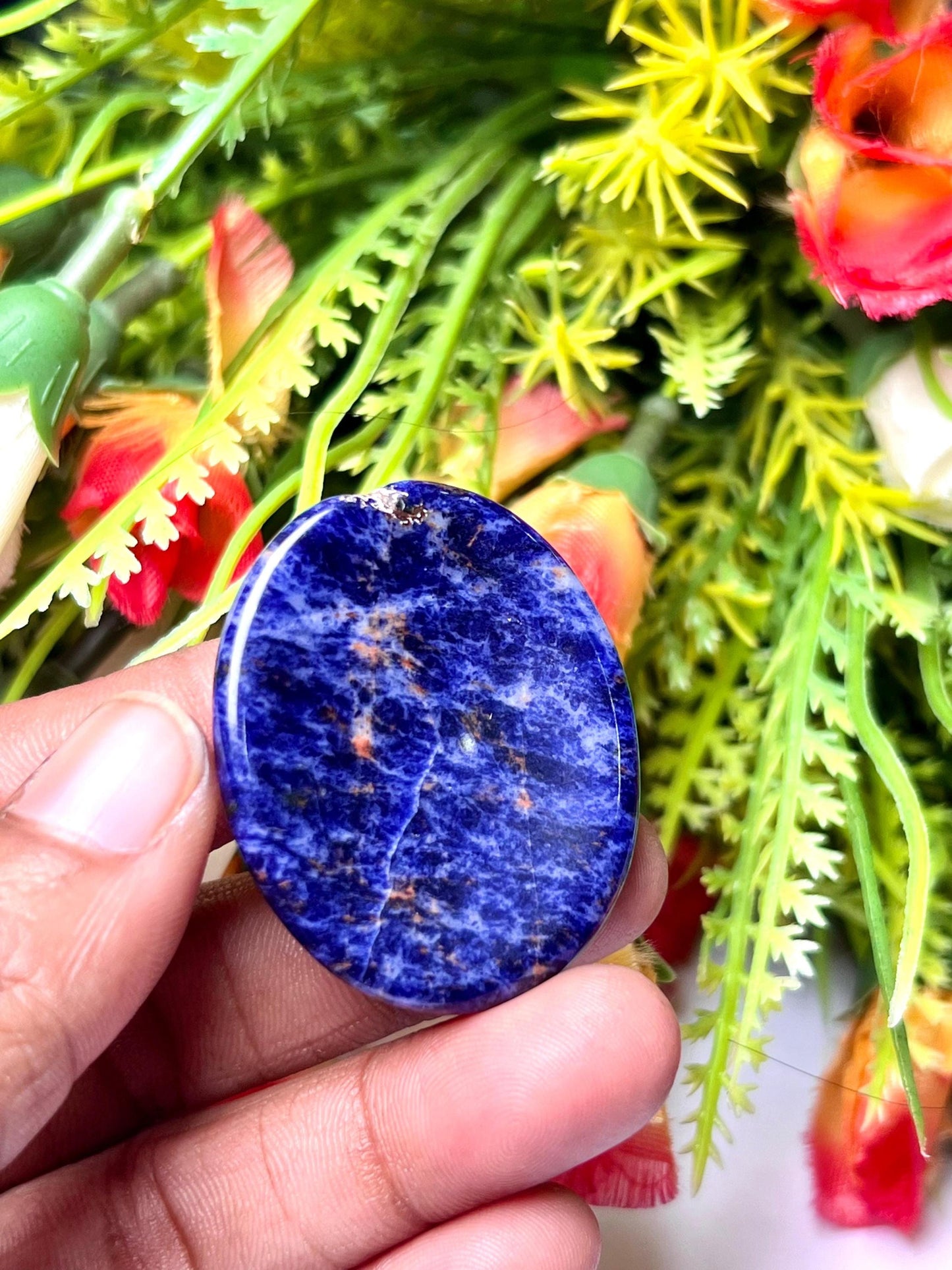 Sodalite Stone Worry Stone – Crystal Worry Stone – Pocket Stone – Healing Crystal - 4cmx3cm Thumb Stone One (1) Piece