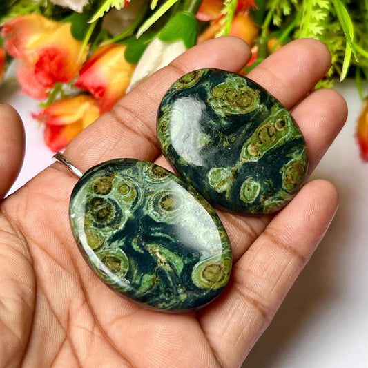 Kambaba Jasper Green Stromatolite Crocodile Jasper Galaxy Jasper, Amphibianite Stone Worry Stone – Pocket Stone – Thumb Stone One (1) Piece