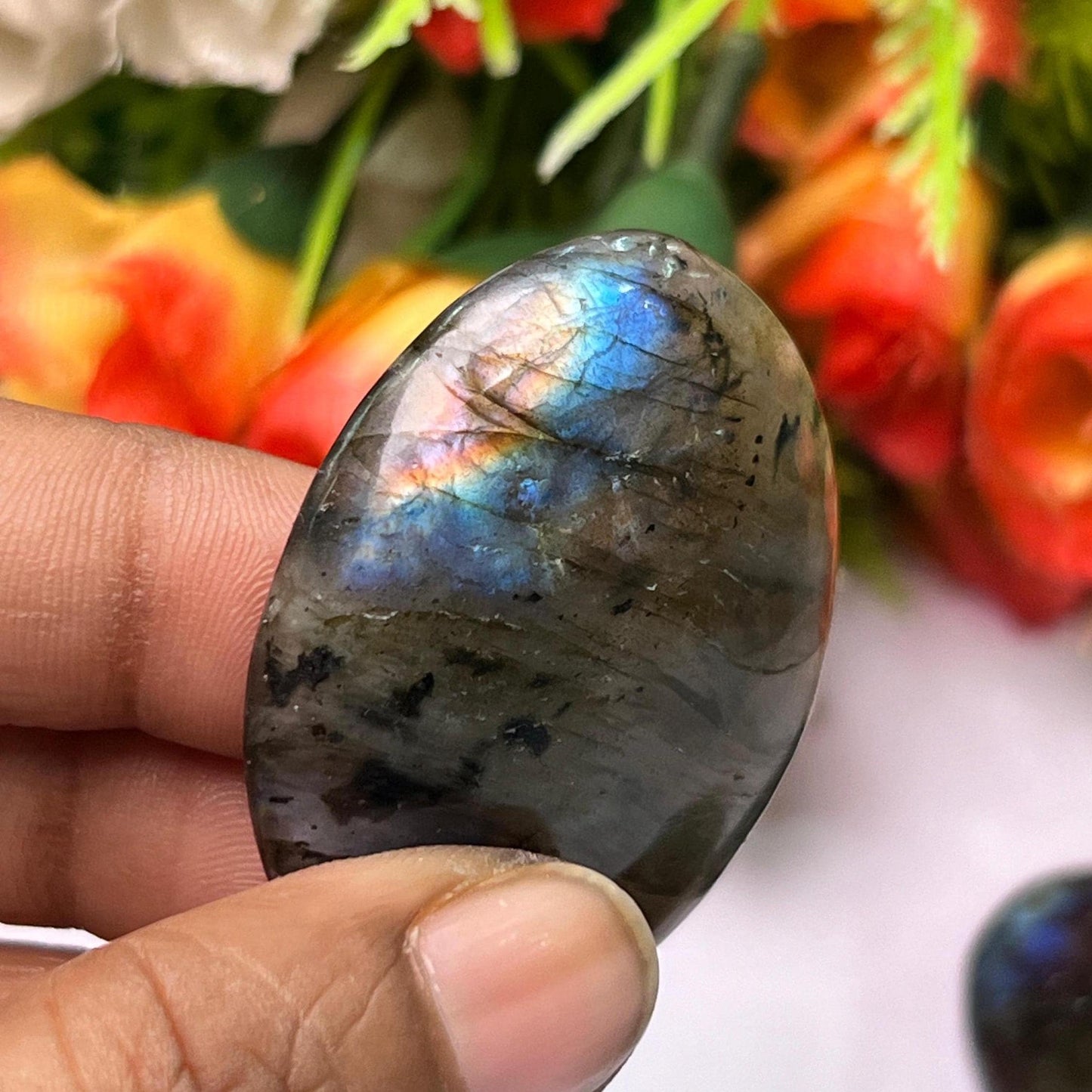 Labradorite Worry Stone – Crystal Worry Stone – Pocket Stone – Healing Crystal - 4.5x3.5cm