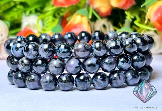 Indigo Gabbro Stone Bracelet l Stretchable Bracelet l Unisex Bracelet l 8 MM Bracelet