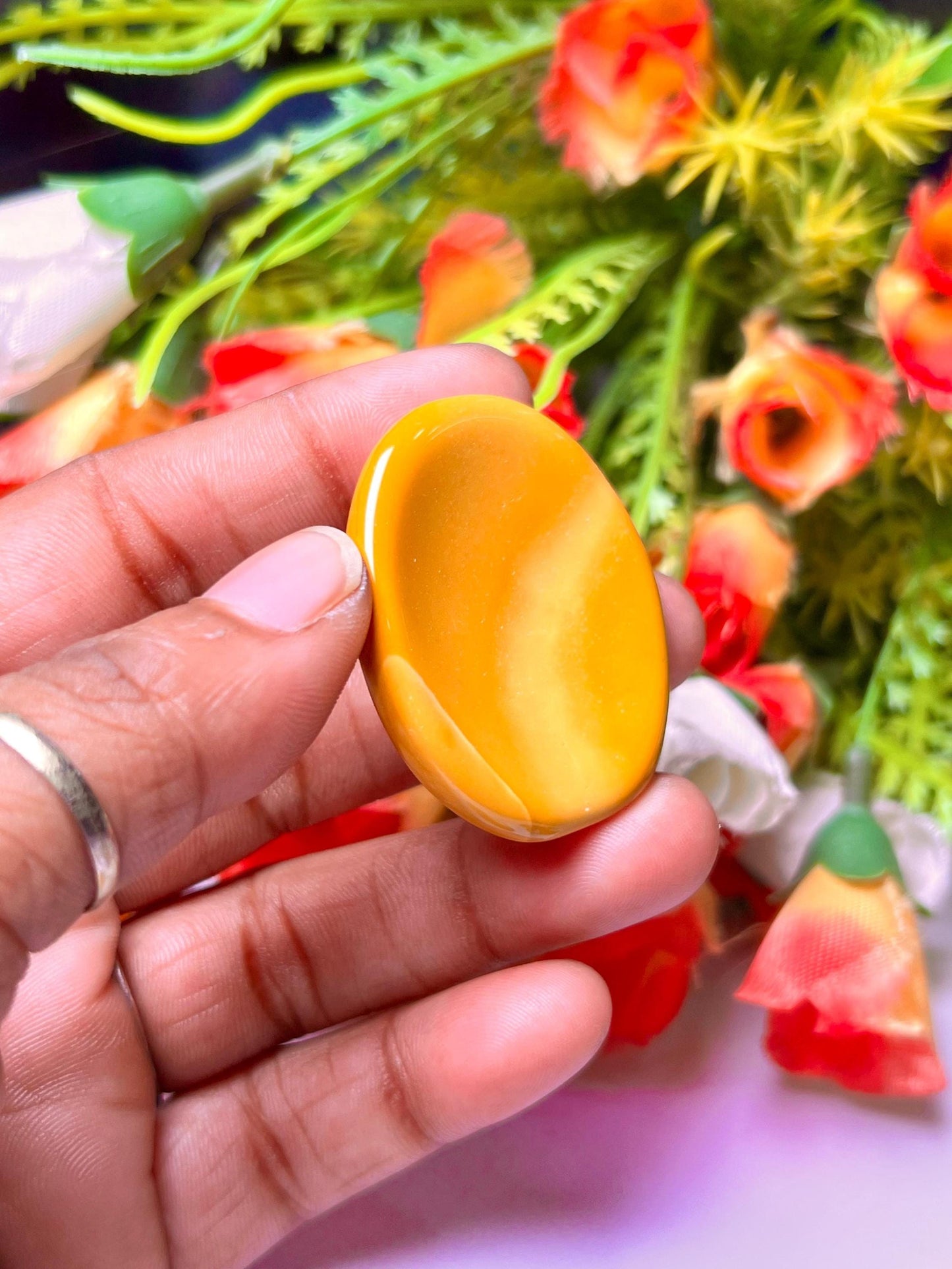 Yellow Jasper Stone / Camel Jasper Worry Stone – Crystal Worry Stone – Pocket Stone – Healing Crystal - 4.5x3.5cm