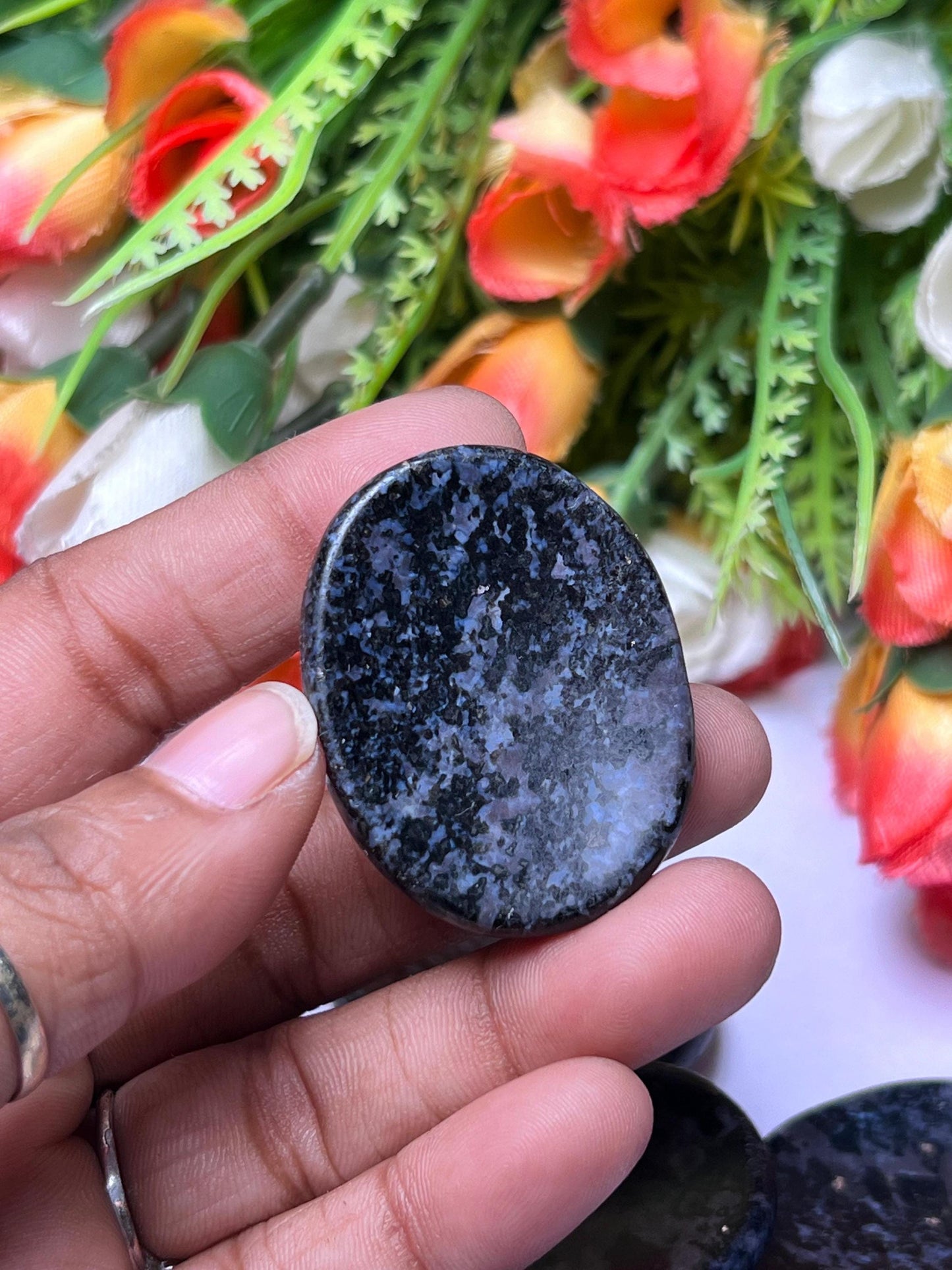 Mystic Merlinite /Indigo Gabbro Stone Worry Stone – Pocket Stone – Thumb Stone One (1) Piece