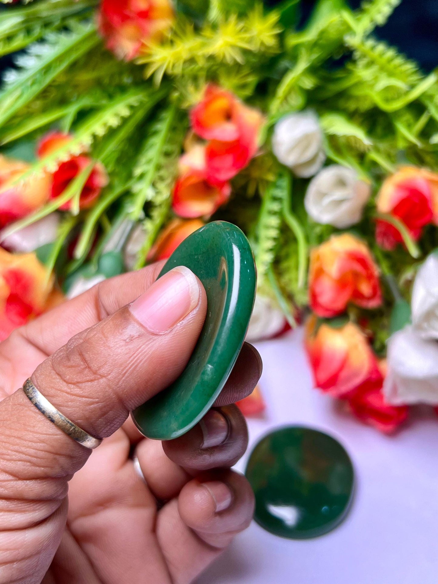 Green Jade Stone Worry Stone – Crystal Worry Stone – Pocket Stone – Healing Crystal - 4cmx3cm Thumb Stone One (1) Piece