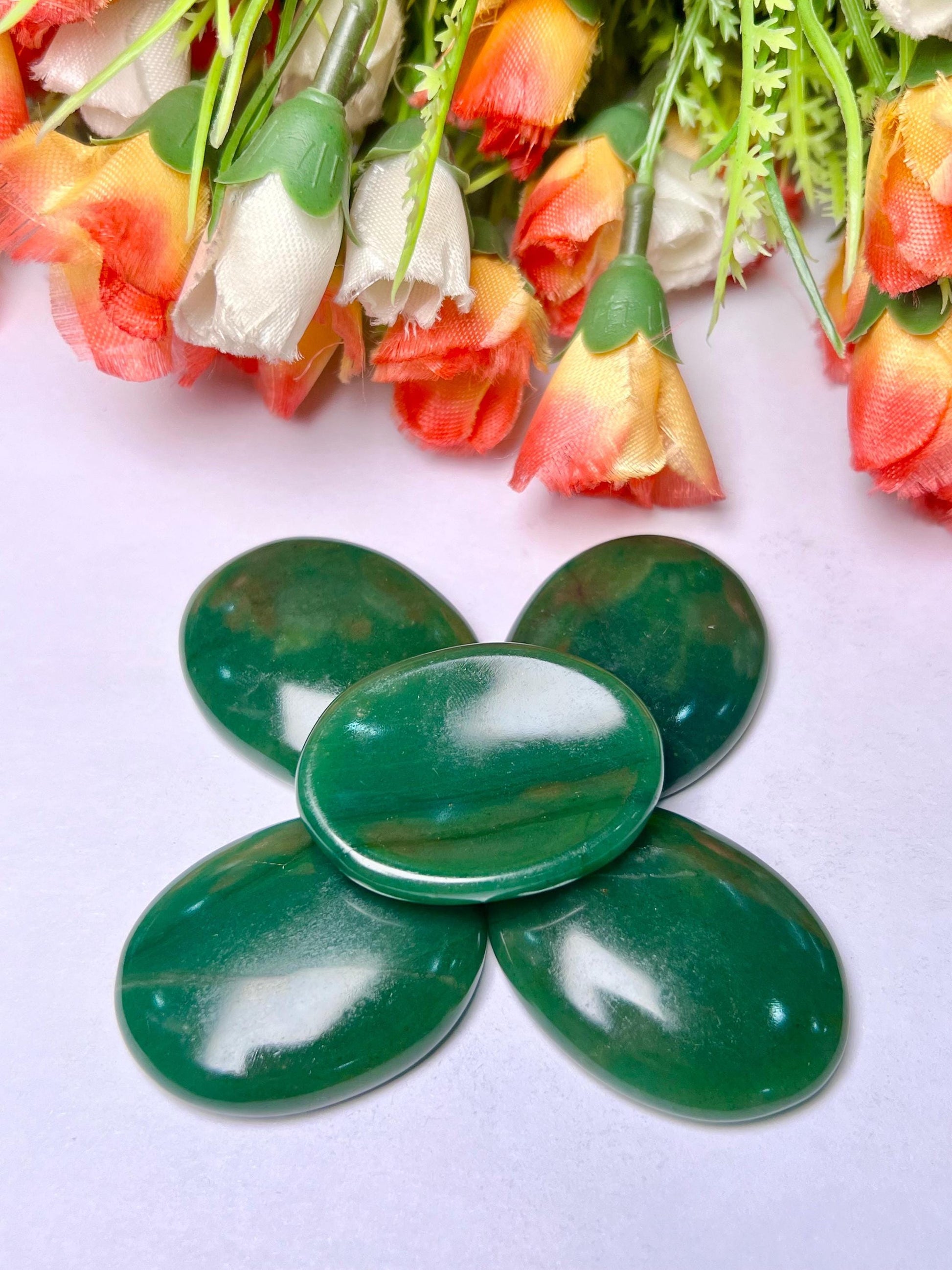 Green Jade Stone Worry Stone – Crystal Worry Stone – Pocket Stone – Healing Crystal - 4cmx3cm Thumb Stone One (1) Piece