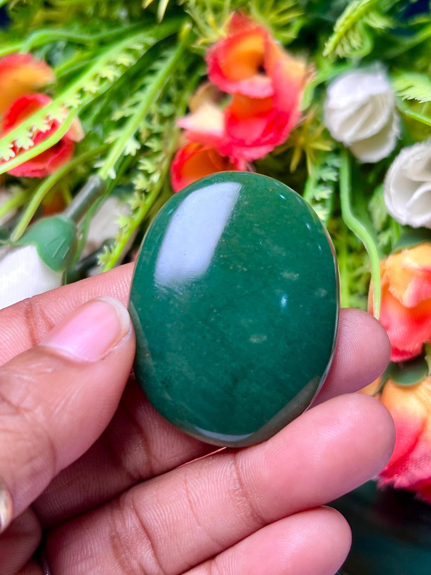 Green Jade Stone Worry Stone – Crystal Worry Stone – Pocket Stone – Healing Crystal - 4cmx3cm Thumb Stone One (1) Piece