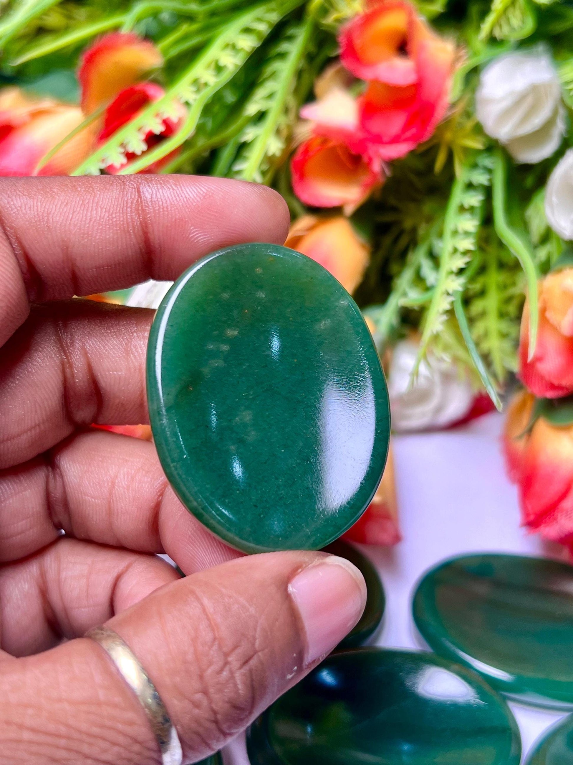 Green Jade Stone Worry Stone – Crystal Worry Stone – Pocket Stone – Healing Crystal - 4cmx3cm Thumb Stone One (1) Piece