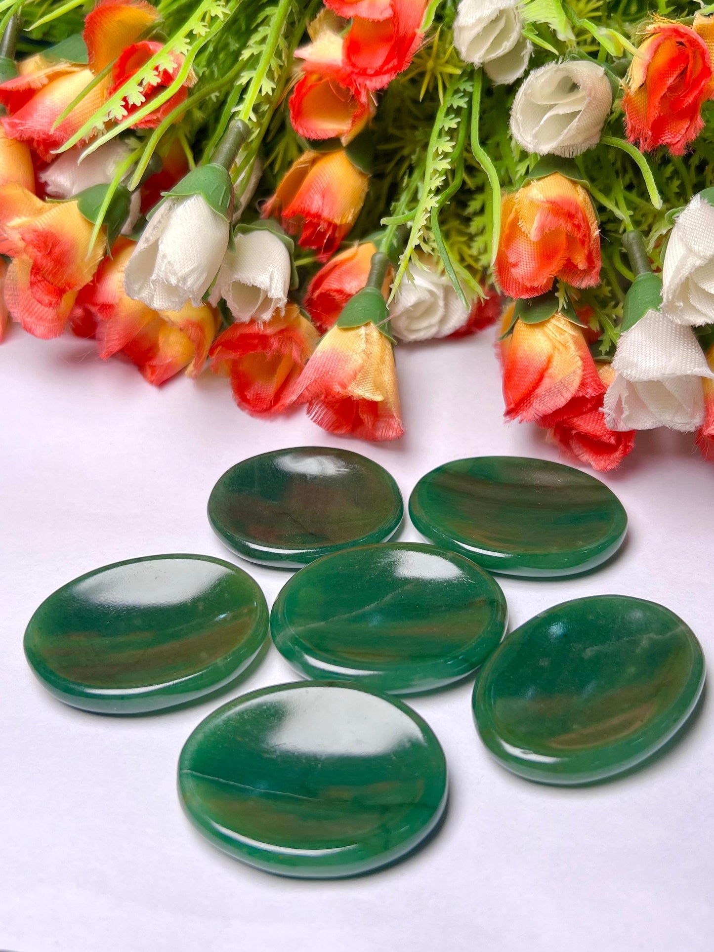 Green Jade Stone Worry Stone – Crystal Worry Stone – Pocket Stone – Healing Crystal - 4cmx3cm Thumb Stone One (1) Piece