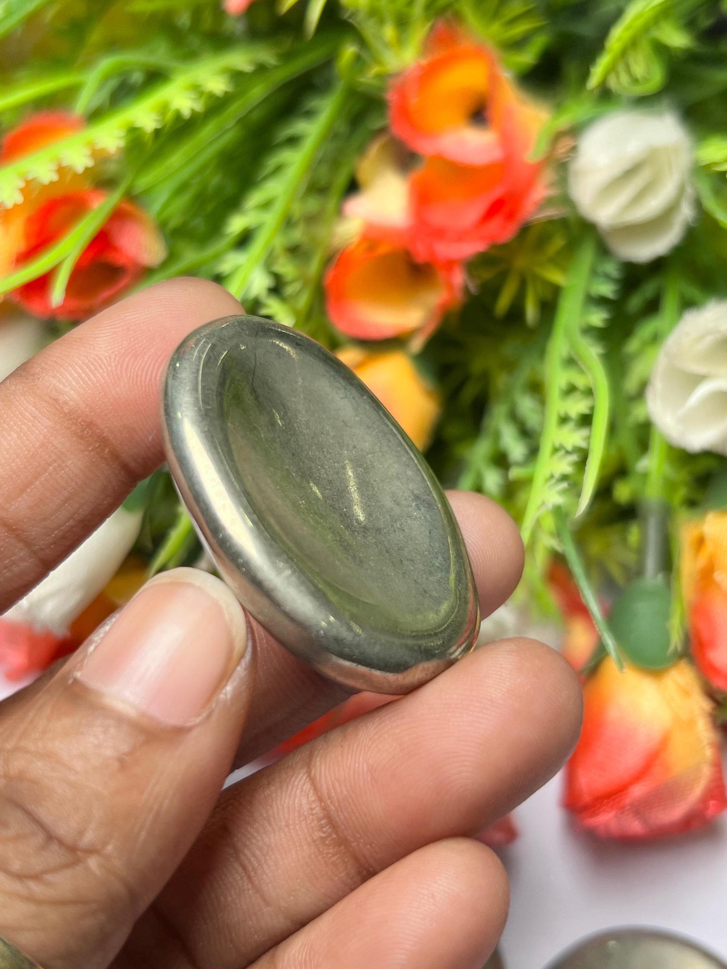 Pyrite Worry Stone – Crystal Worry Stone – Pocket Stone – Healing Crystal - 4.5x3.5cm