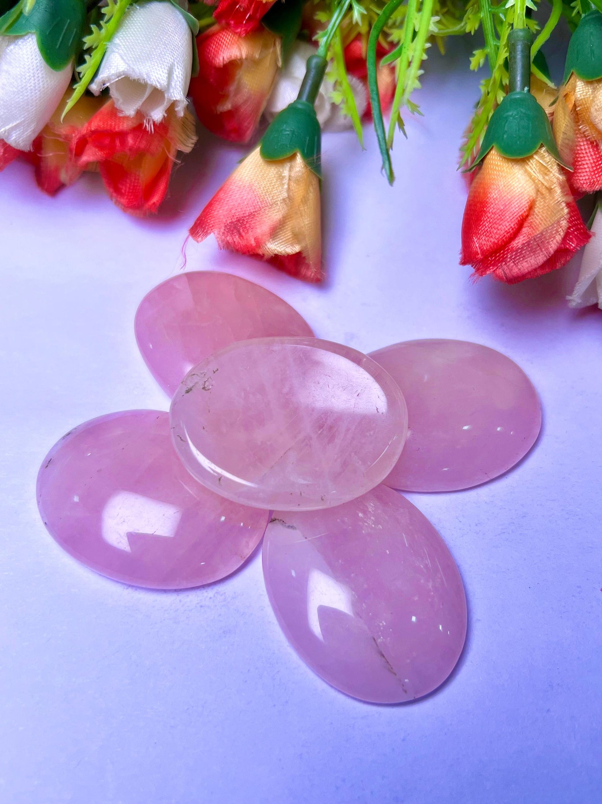 Rose Quartz Stone Worry Stone – Crystal Worry Stone – Pocket Stone – Healing Crystal - 4cmx3cm Thumb Stone One (1) Piece