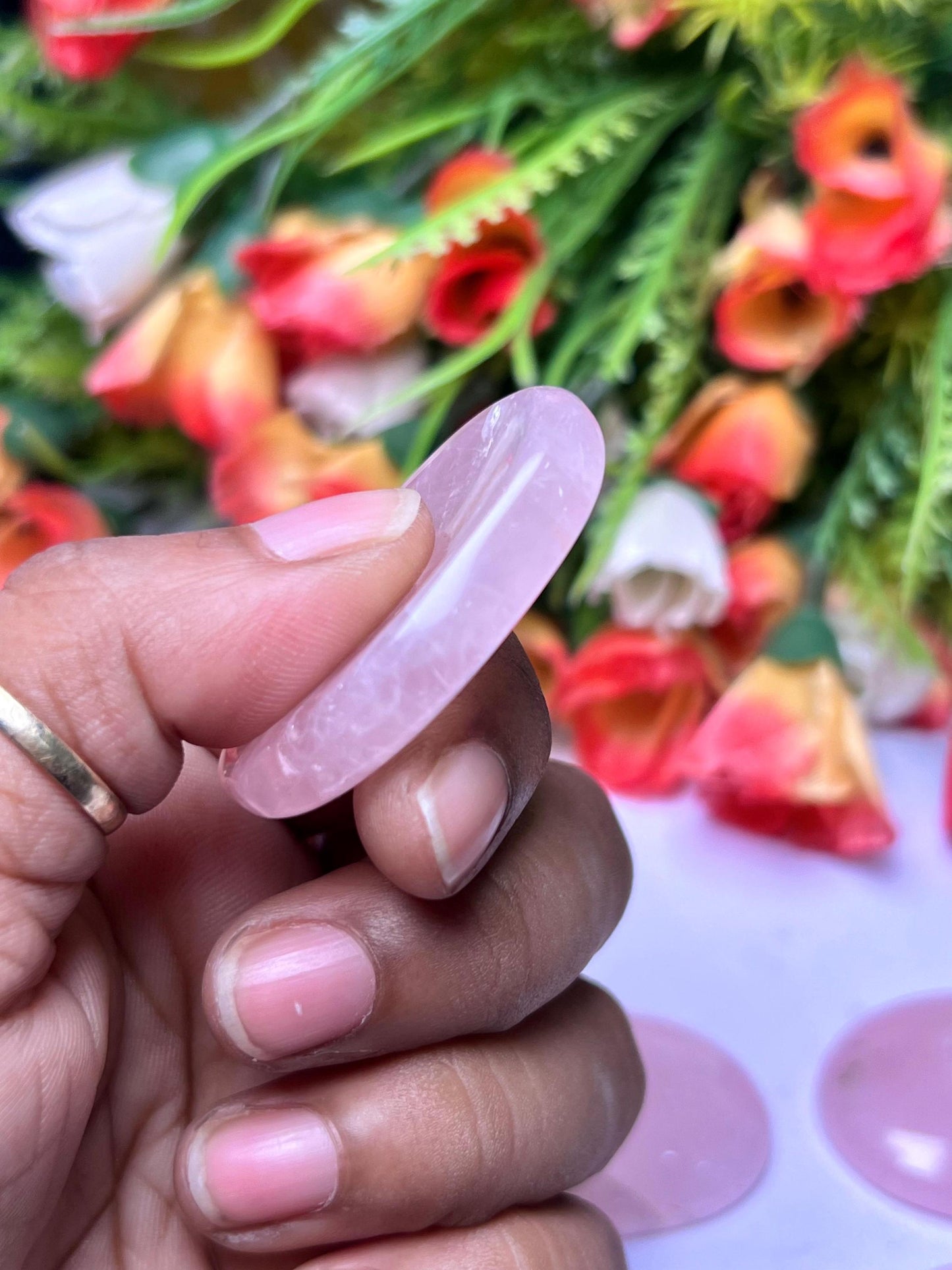 Rose Quartz Stone Worry Stone – Crystal Worry Stone – Pocket Stone – Healing Crystal - 4cmx3cm Thumb Stone One (1) Piece