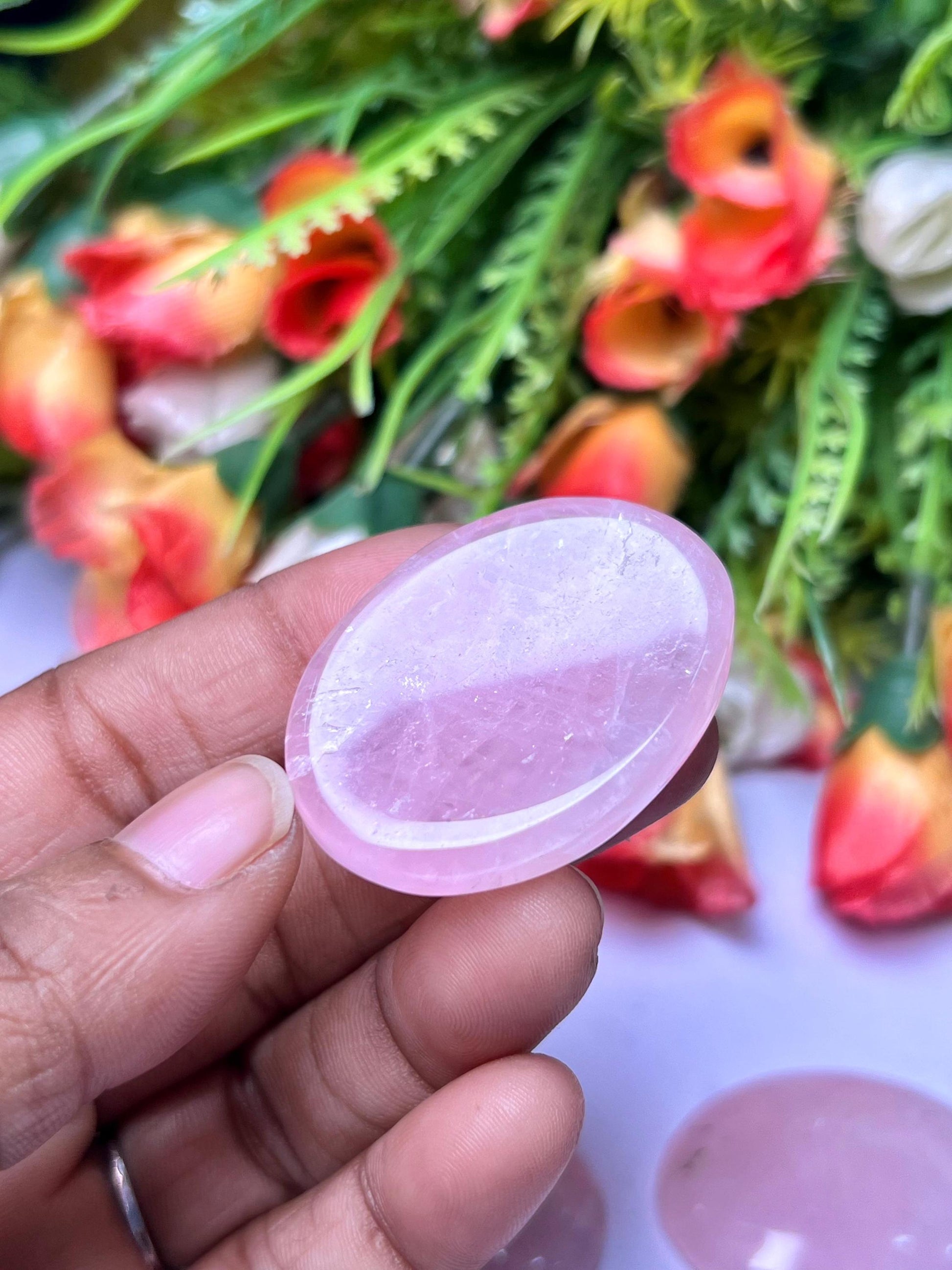 Rose Quartz Stone Worry Stone – Crystal Worry Stone – Pocket Stone – Healing Crystal - 4cmx3cm Thumb Stone One (1) Piece