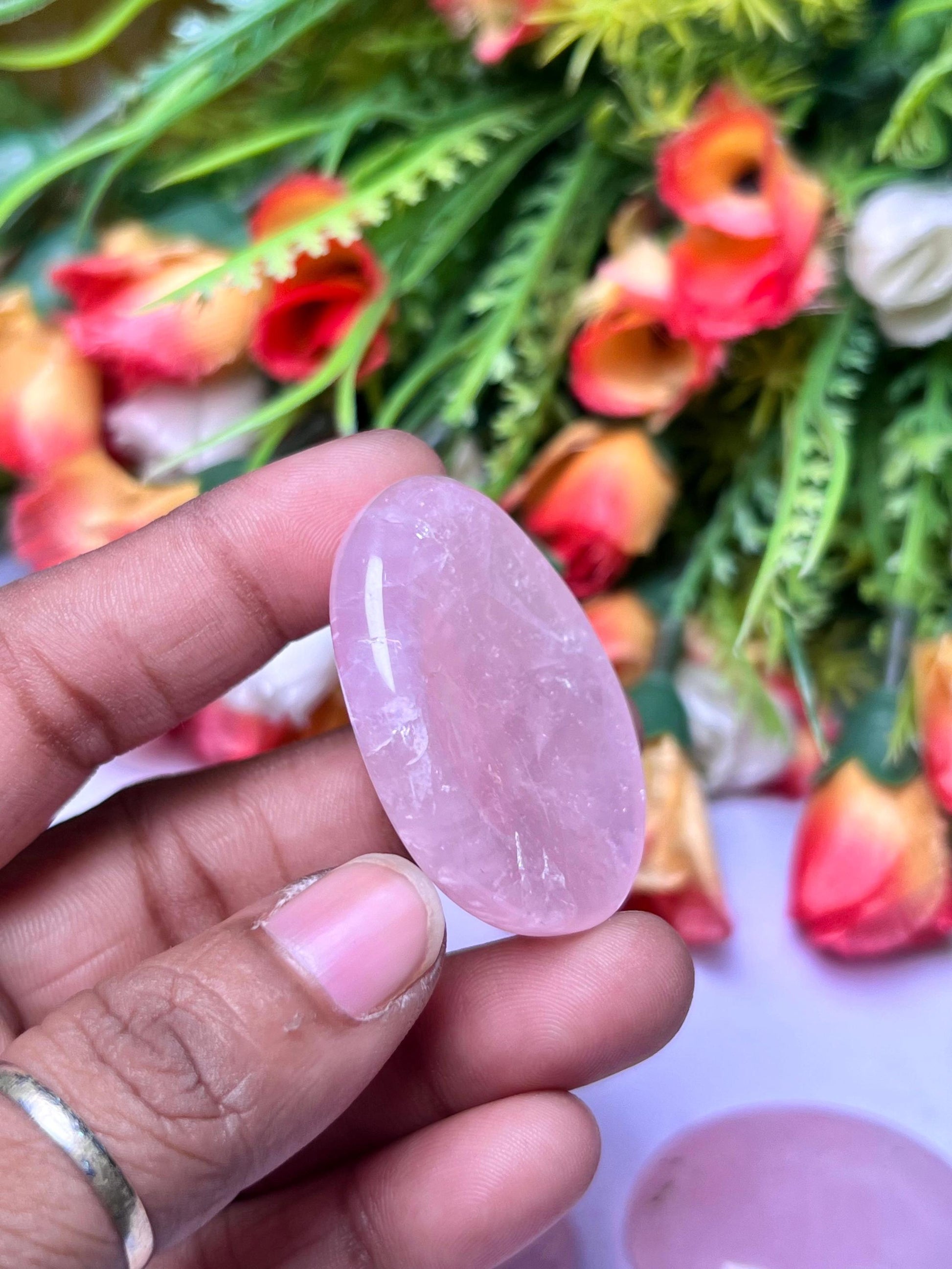 Rose Quartz Stone Worry Stone – Crystal Worry Stone – Pocket Stone – Healing Crystal - 4cmx3cm Thumb Stone One (1) Piece