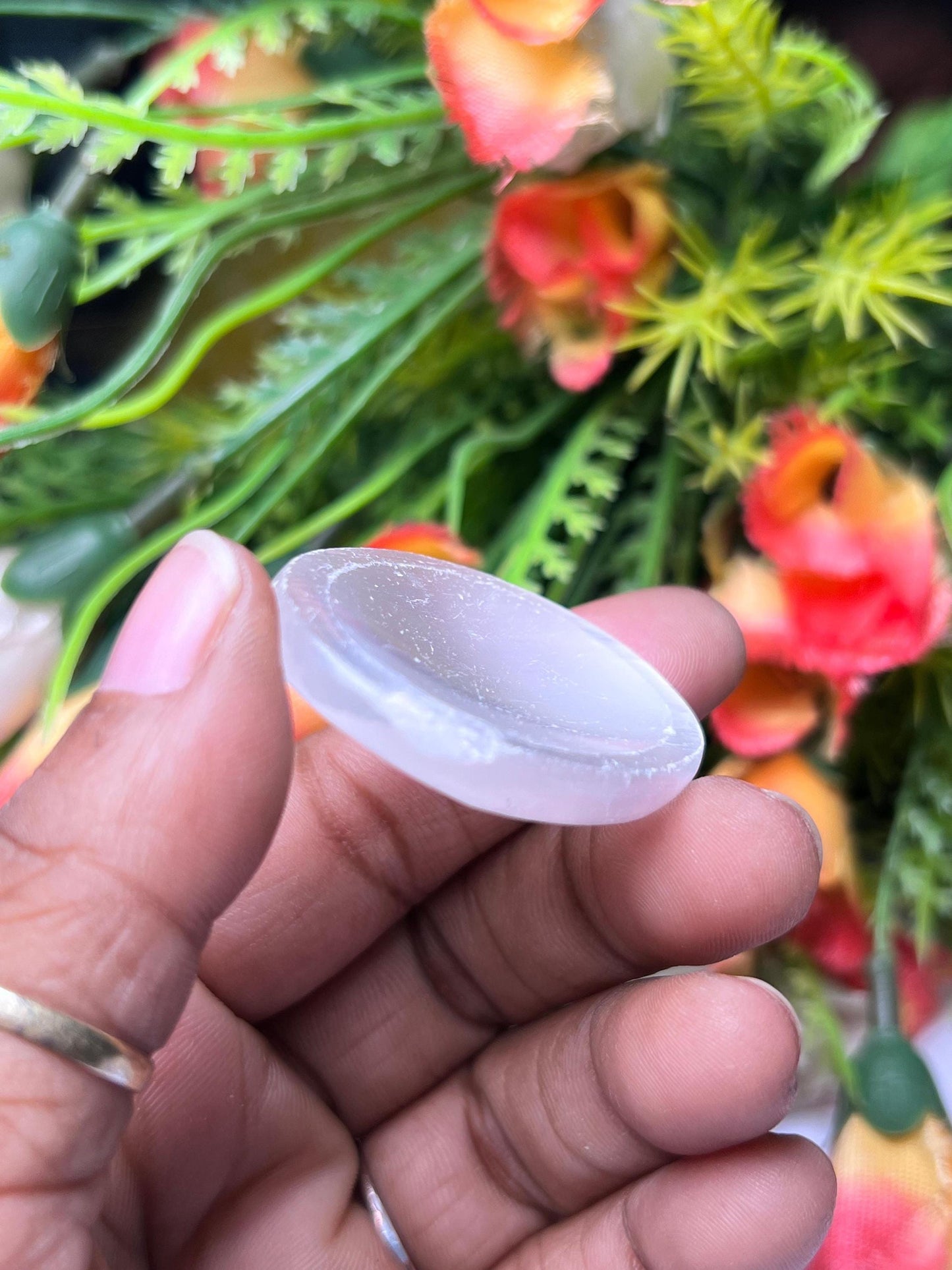 Selenite Stone Worry Stone – Crystal Worry Stone – Pocket Stone – Healing Crystal - 4cmx3cm Thumb Stone One (1) Piece