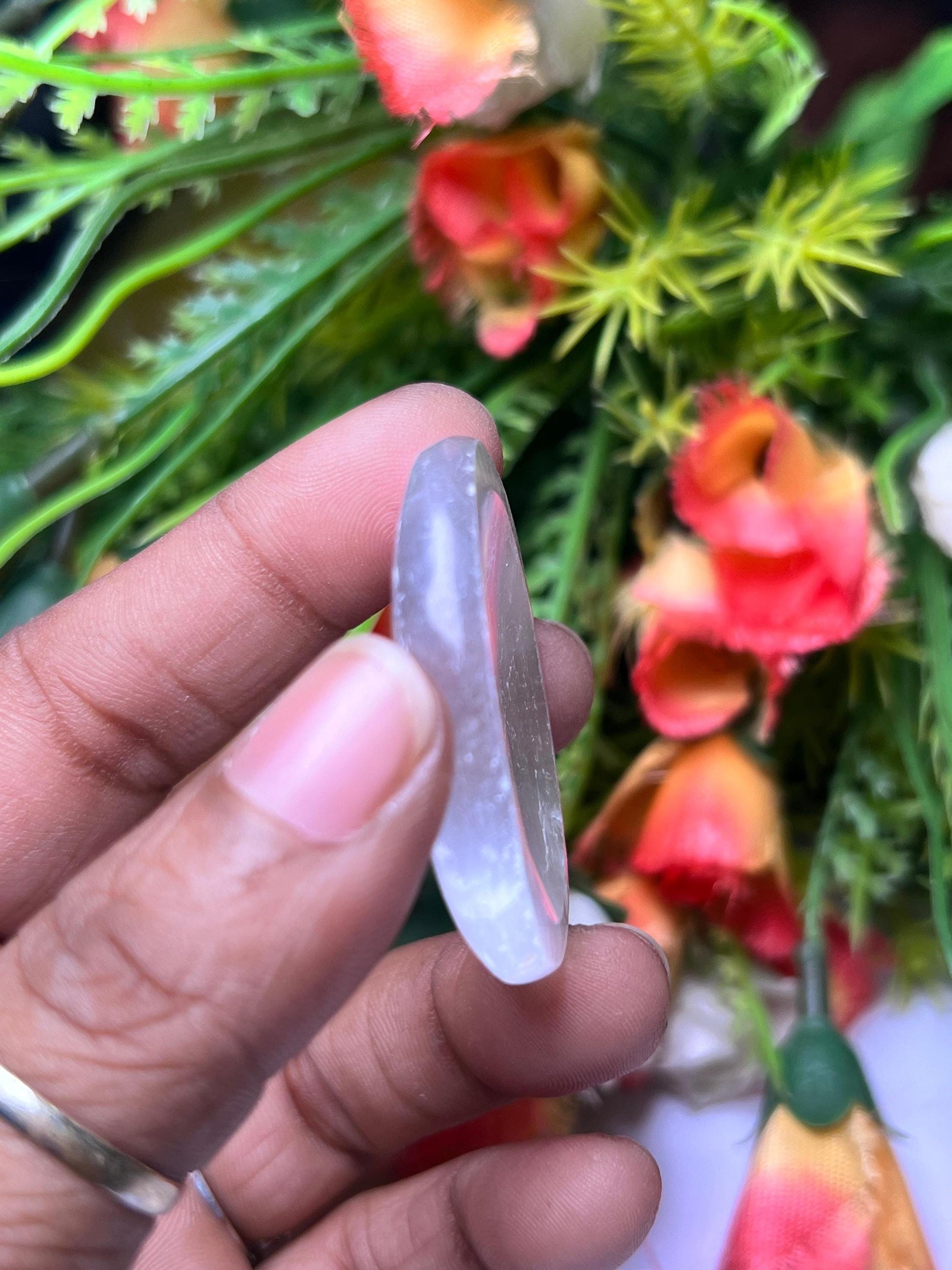 Selenite Stone Worry Stone – Crystal Worry Stone – Pocket Stone – Healing Crystal - 4cmx3cm Thumb Stone One (1) Piece