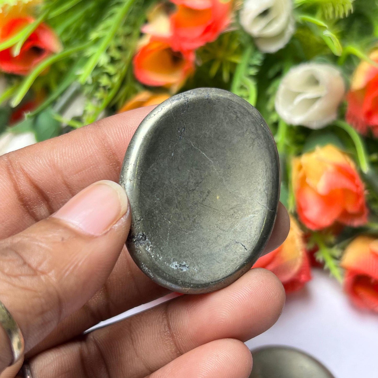 Pyrite Worry Stone – Crystal Worry Stone – Pocket Stone – Healing Crystal - 4.5x3.5cm