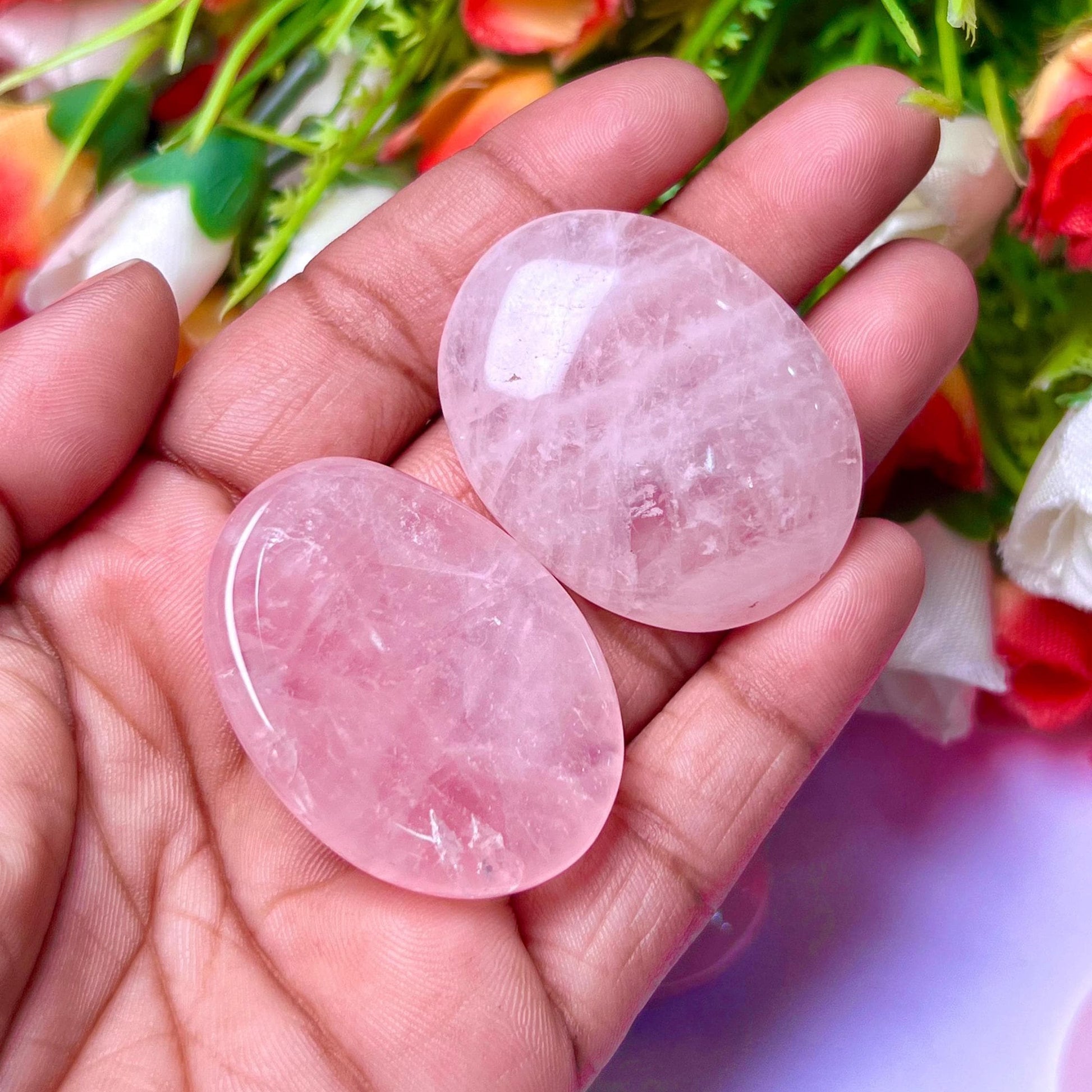 Rose Quartz Stone Worry Stone – Crystal Worry Stone – Pocket Stone – Healing Crystal - 4cmx3cm Thumb Stone One (1) Piece