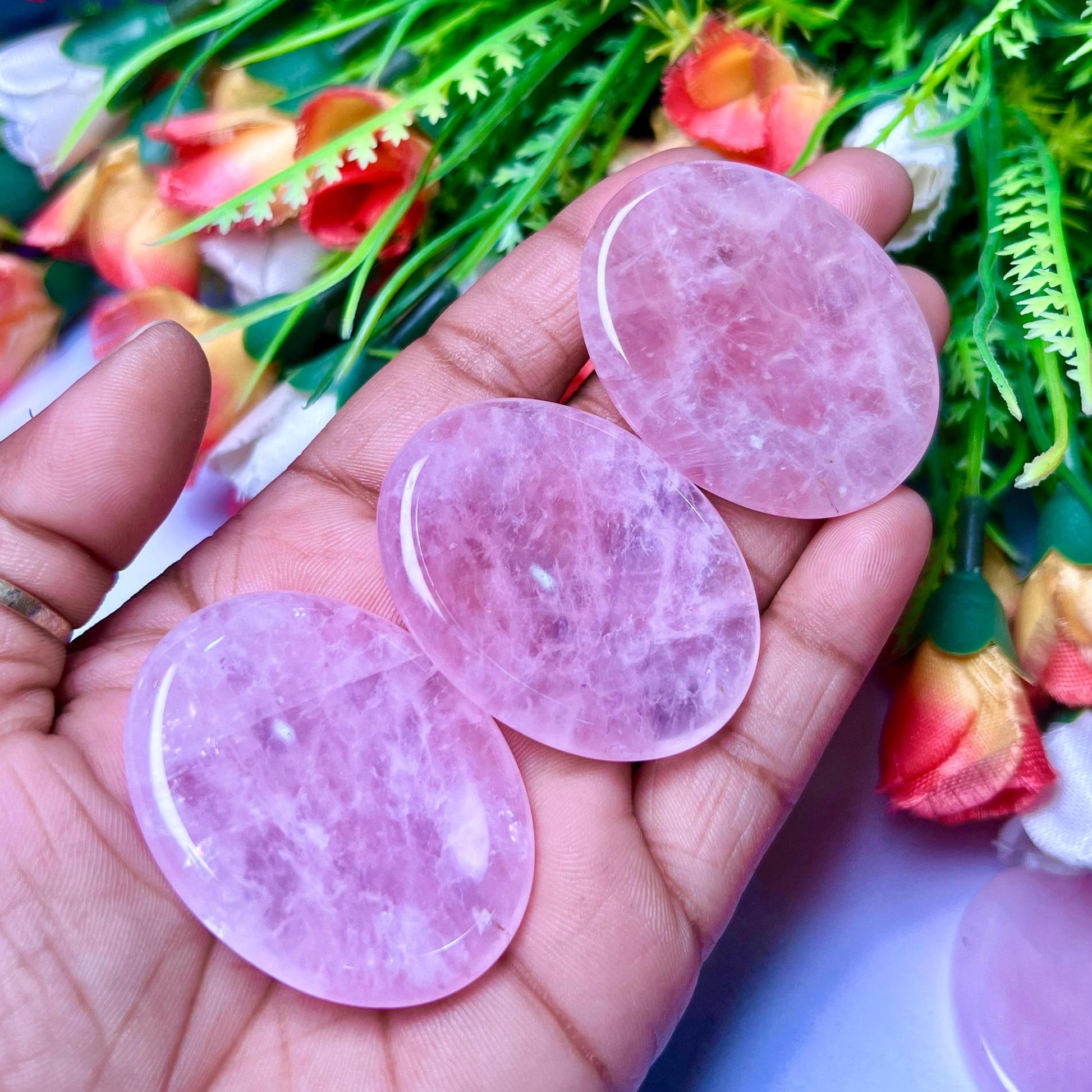 Rose Quartz Stone Worry Stone – Crystal Worry Stone – Pocket Stone – Healing Crystal - 4cmx3cm Thumb Stone One (1) Piece