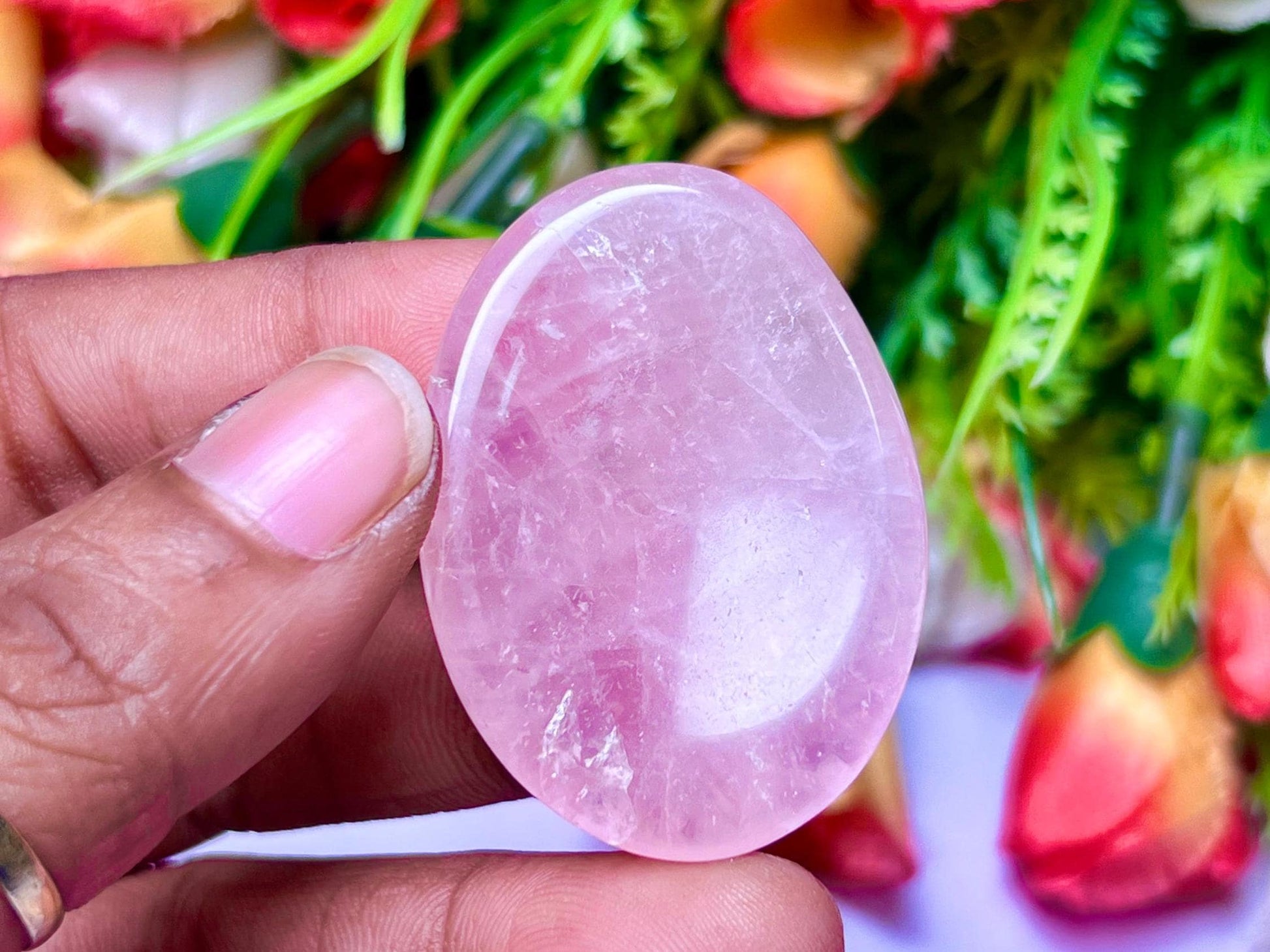 Rose Quartz Stone Worry Stone – Crystal Worry Stone – Pocket Stone – Healing Crystal - 4cmx3cm Thumb Stone One (1) Piece