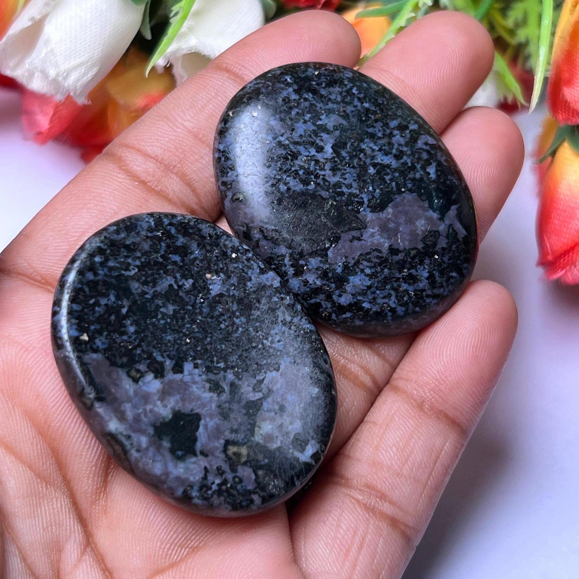 Mystic Merlinite /Indigo Gabbro Stone Worry Stone – Pocket Stone – Thumb Stone One (1) Piece