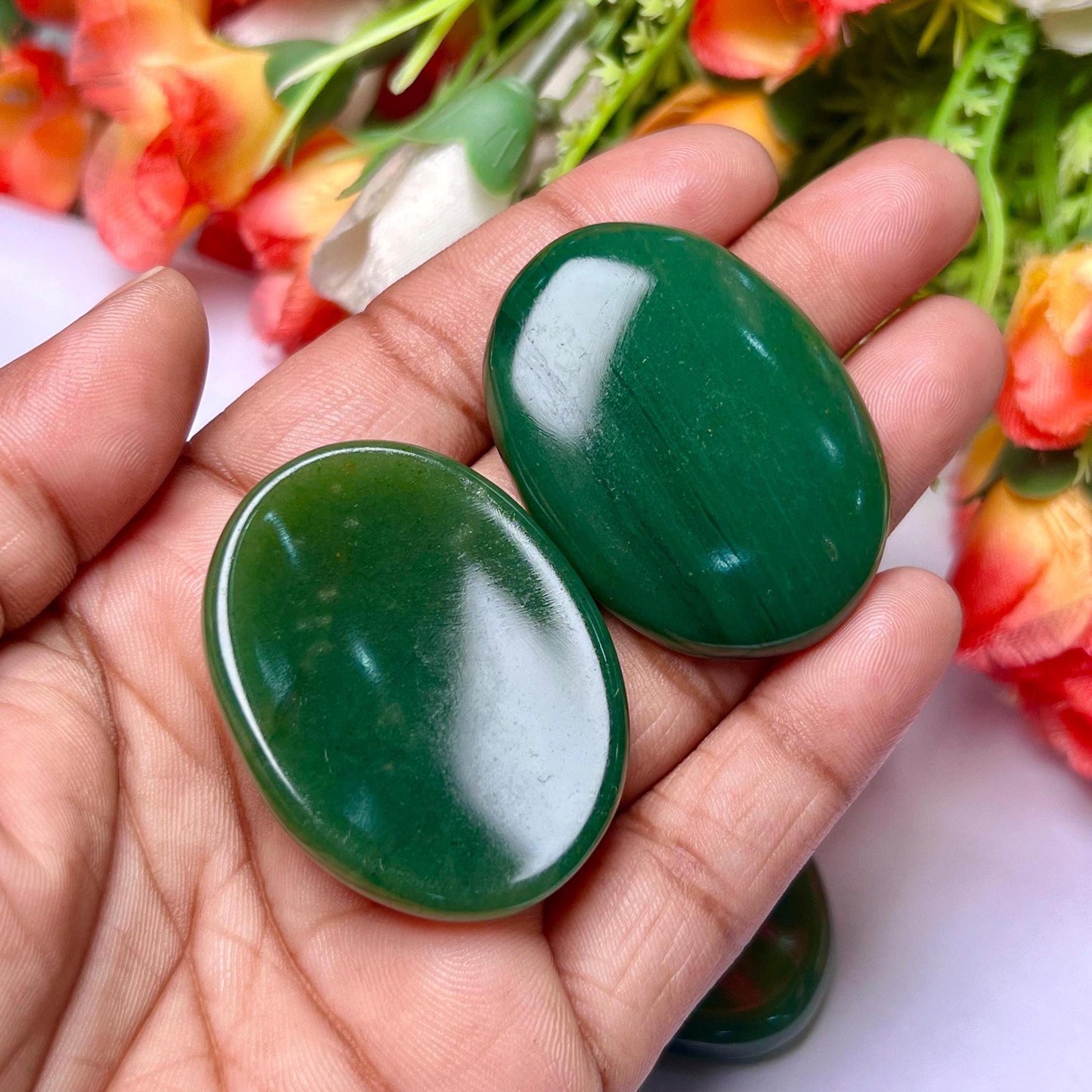 Green Jade Stone Worry Stone – Crystal Worry Stone – Pocket Stone – Healing Crystal - 4cmx3cm Thumb Stone One (1) Piece