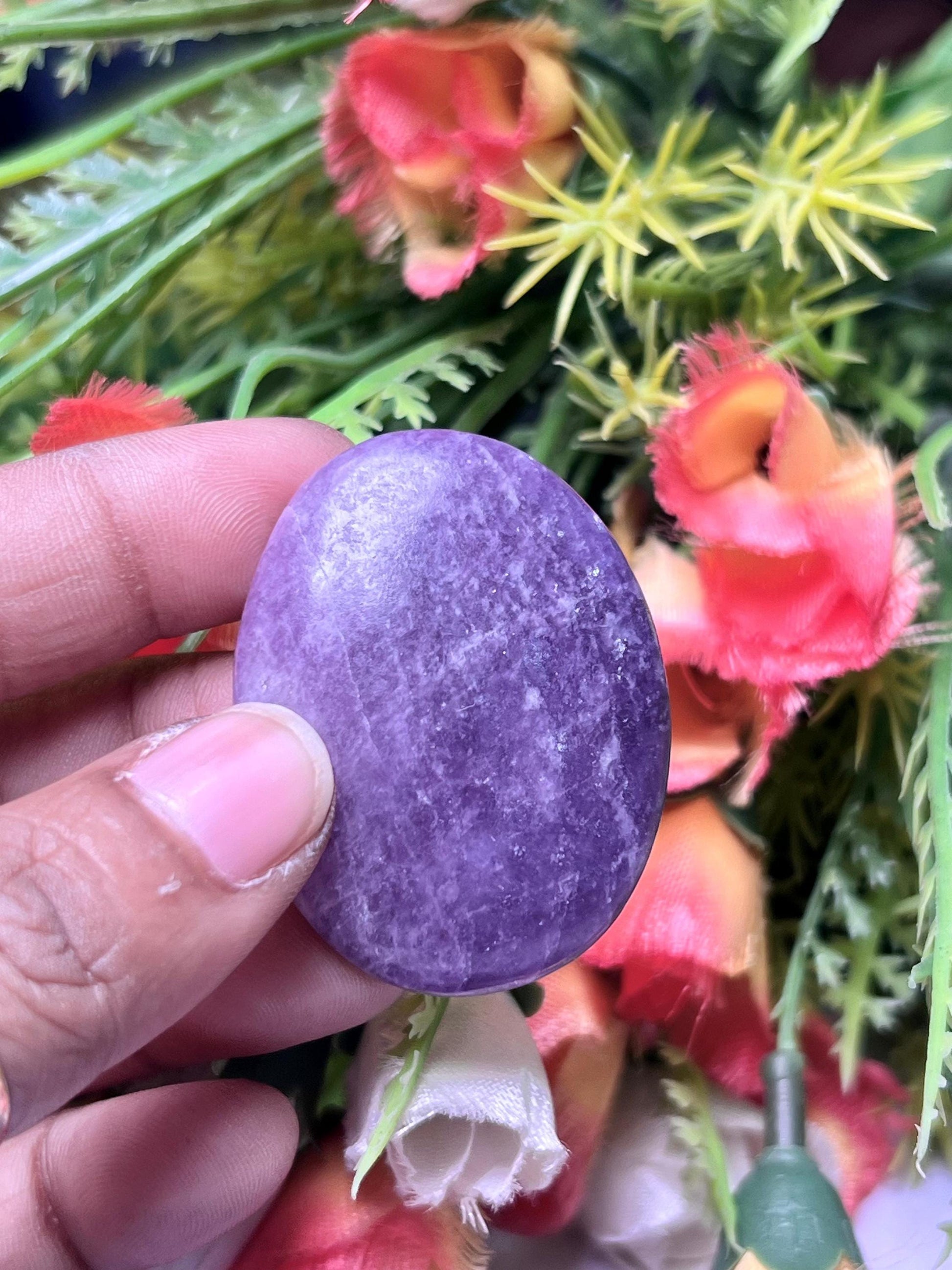 lepidolite Stone Worry Stone – Crystal Worry Stone – Pocket Stone – Healing Crystal - 4cmx3cm Thumb Stone One (1) Piece