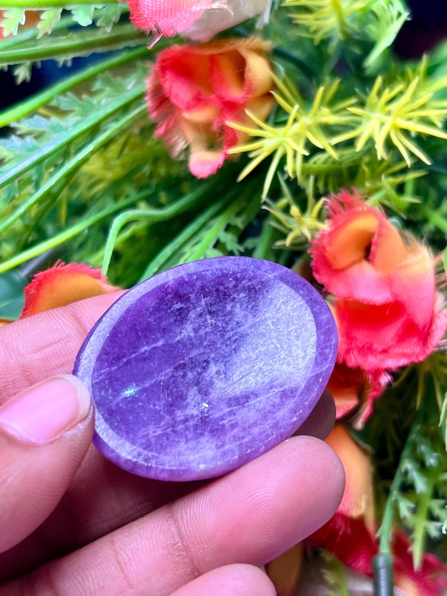 lepidolite Stone Worry Stone – Crystal Worry Stone – Pocket Stone – Healing Crystal - 4cmx3cm Thumb Stone One (1) Piece