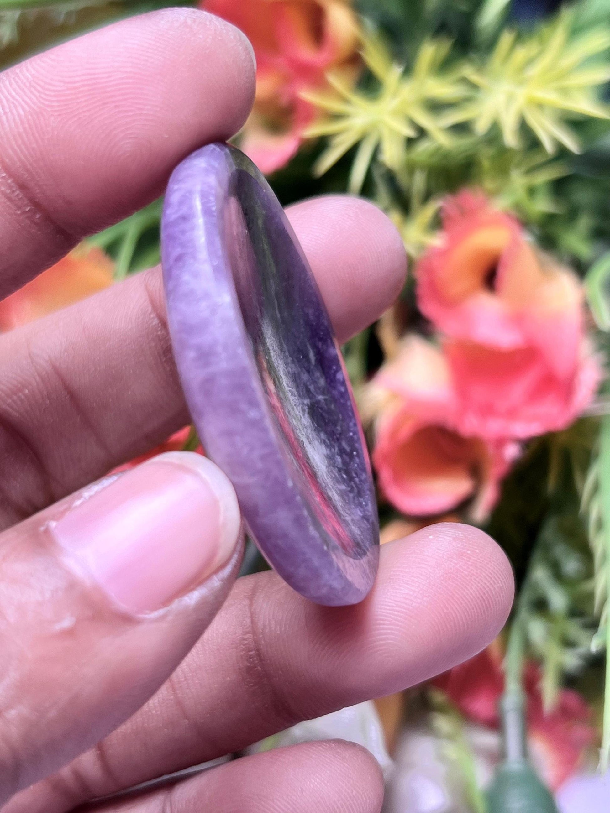 lepidolite Stone Worry Stone – Crystal Worry Stone – Pocket Stone – Healing Crystal - 4cmx3cm Thumb Stone One (1) Piece