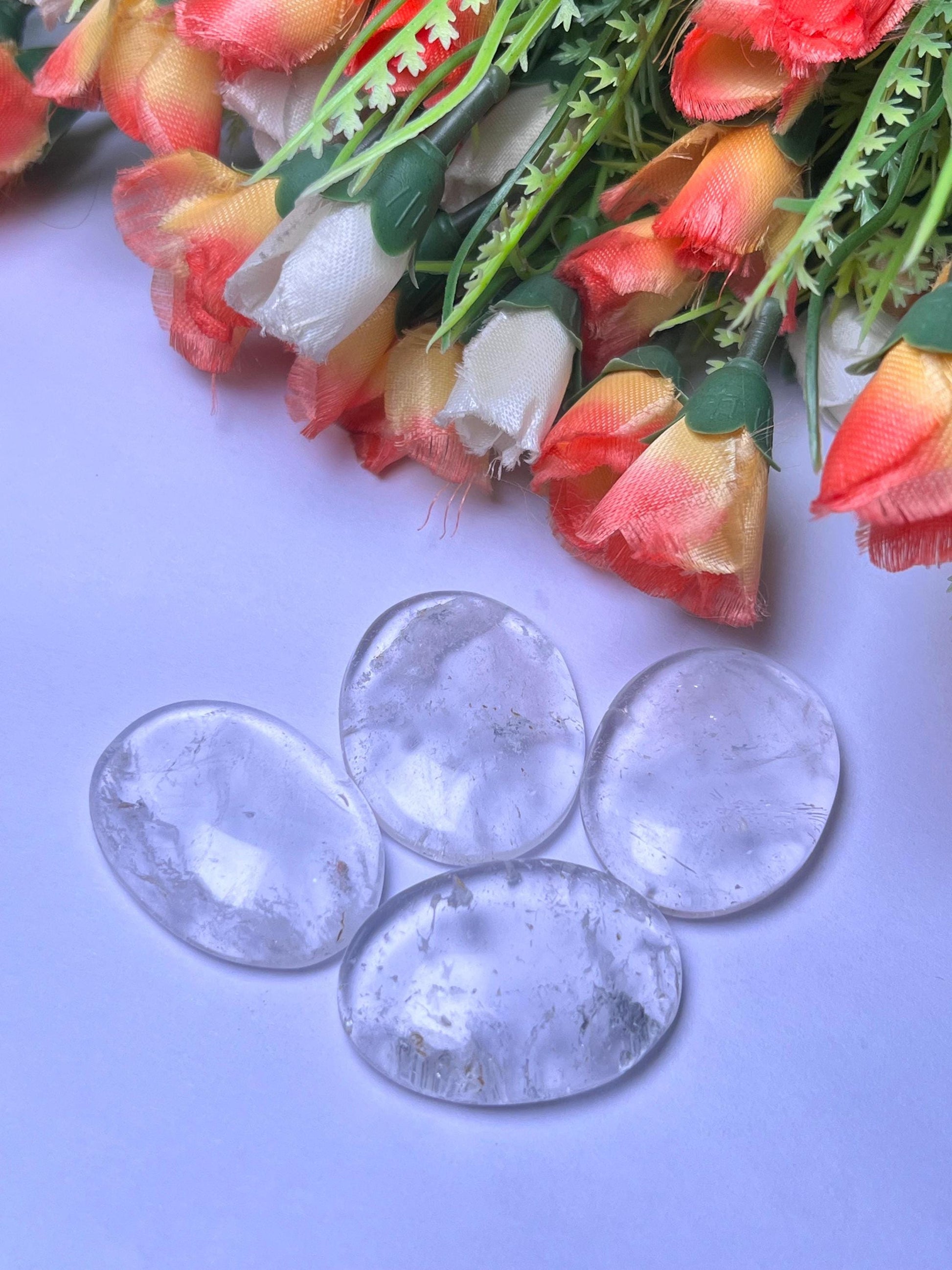 Himalayan Crystal Quartz Stone Worry Stone – Crystal Worry Stone – Pocket Stone – Healing Crystal - 4cmx3cm Thumb Stone One (1) Piece