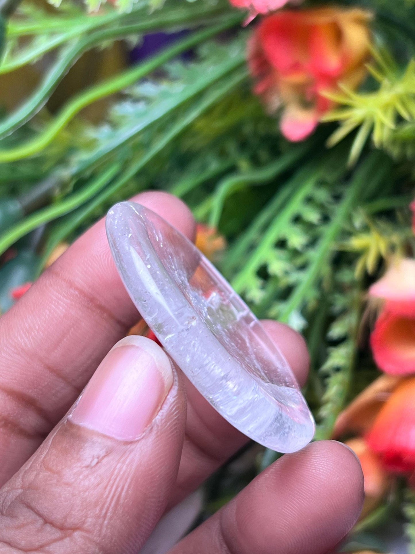 Himalayan Crystal Quartz Stone Worry Stone – Crystal Worry Stone – Pocket Stone – Healing Crystal - 4cmx3cm Thumb Stone One (1) Piece