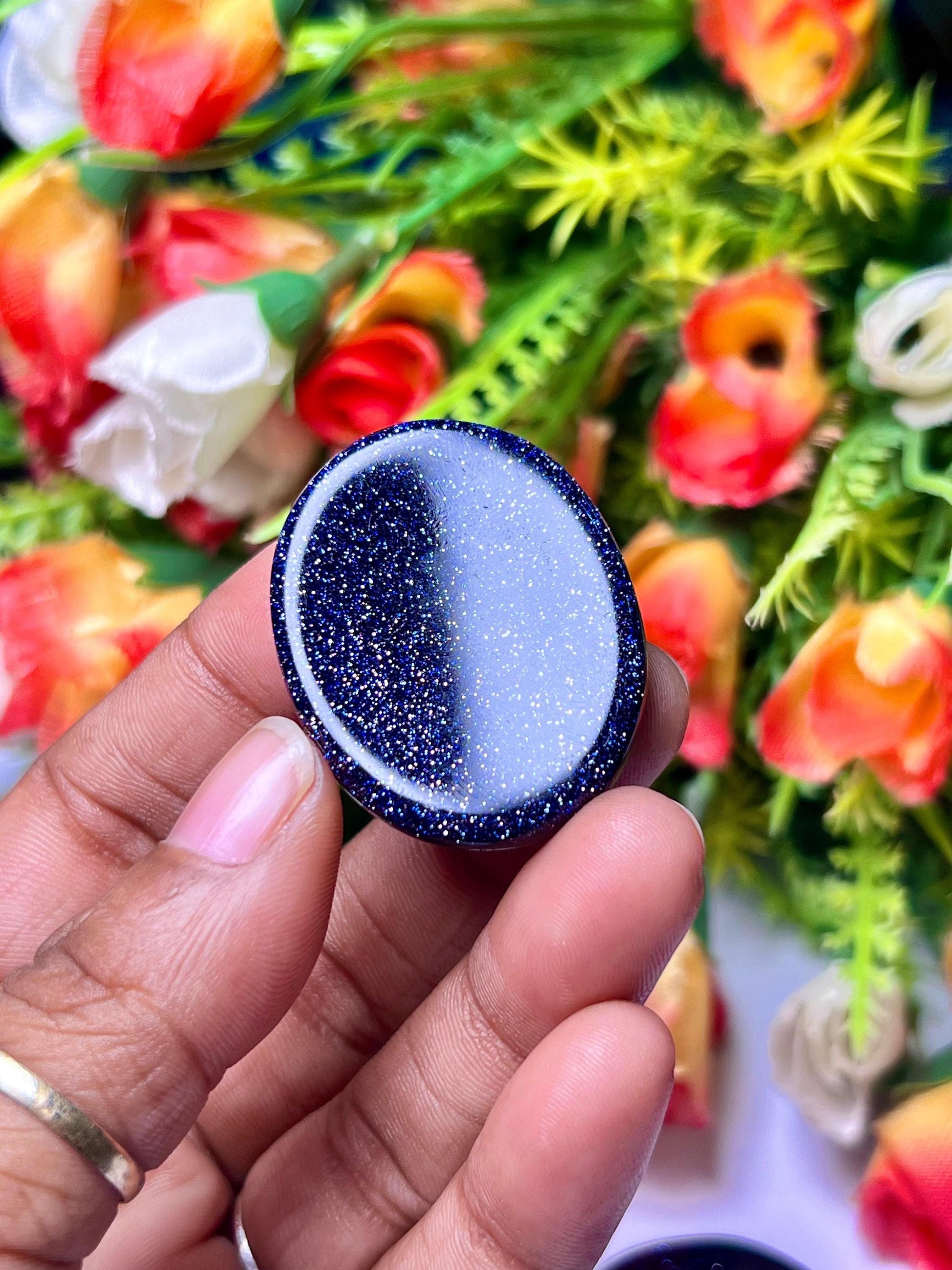 Blue Goldstone Sunsitara Stone Worry Stone – Crystal Worry Stone – Pocket Stone – Healing Crystal - 4cmx3cm Thumb Stone One (1) Piece